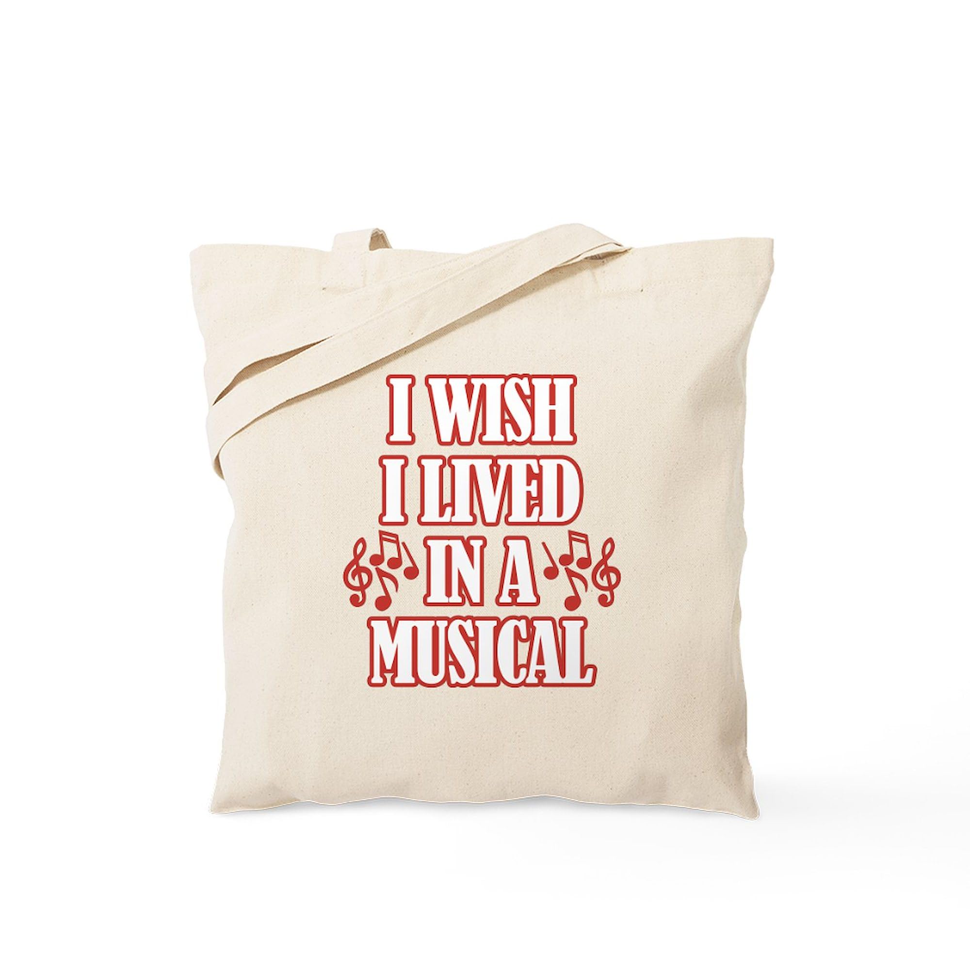 CafePress 'I Wish I Lived In A Musical' Natural Canvas Tote Bag - Reusable Shopping Bag for Groceries, Beach & Everyday Use