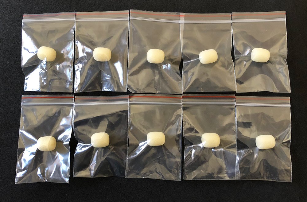 10 Pack Mini Beige Foam Windscreens for Headset & Lapel Microphones - Reduce Wind Noise for Podcasting, Interviews, and Outdoor Recording