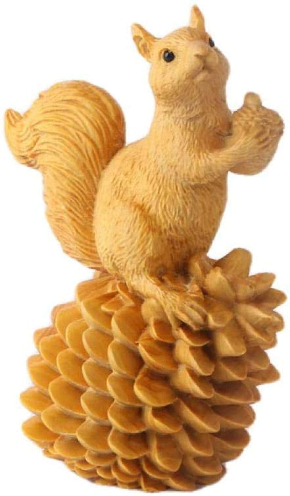 DSQK Hand-Carved Boxwood Squirrel Statue - Outdoor Garden Decor, Lucky Animal Figurine, Unique Business Gift - Perfect for Patio, Lawn, and Office Desk Decorations