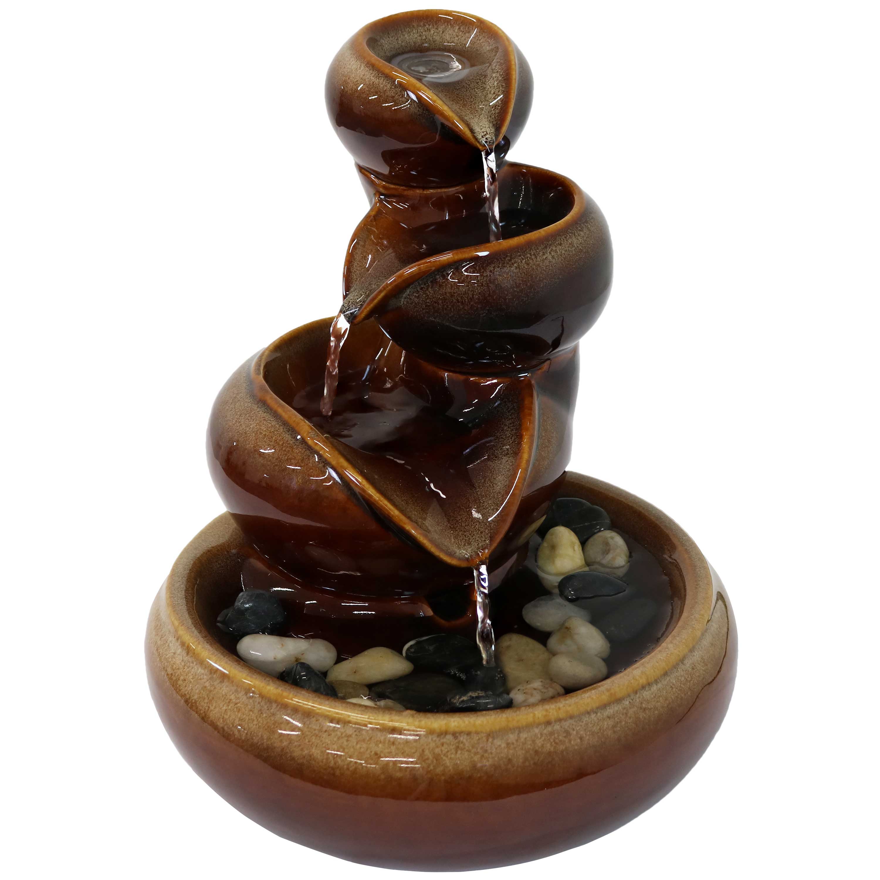 Sunnydaze 3-Tier Ceramic Indoor Water Fountain - Relaxing Home Decor for Living Room, Bedroom, or Office | Zen Meditation & Stress Relief