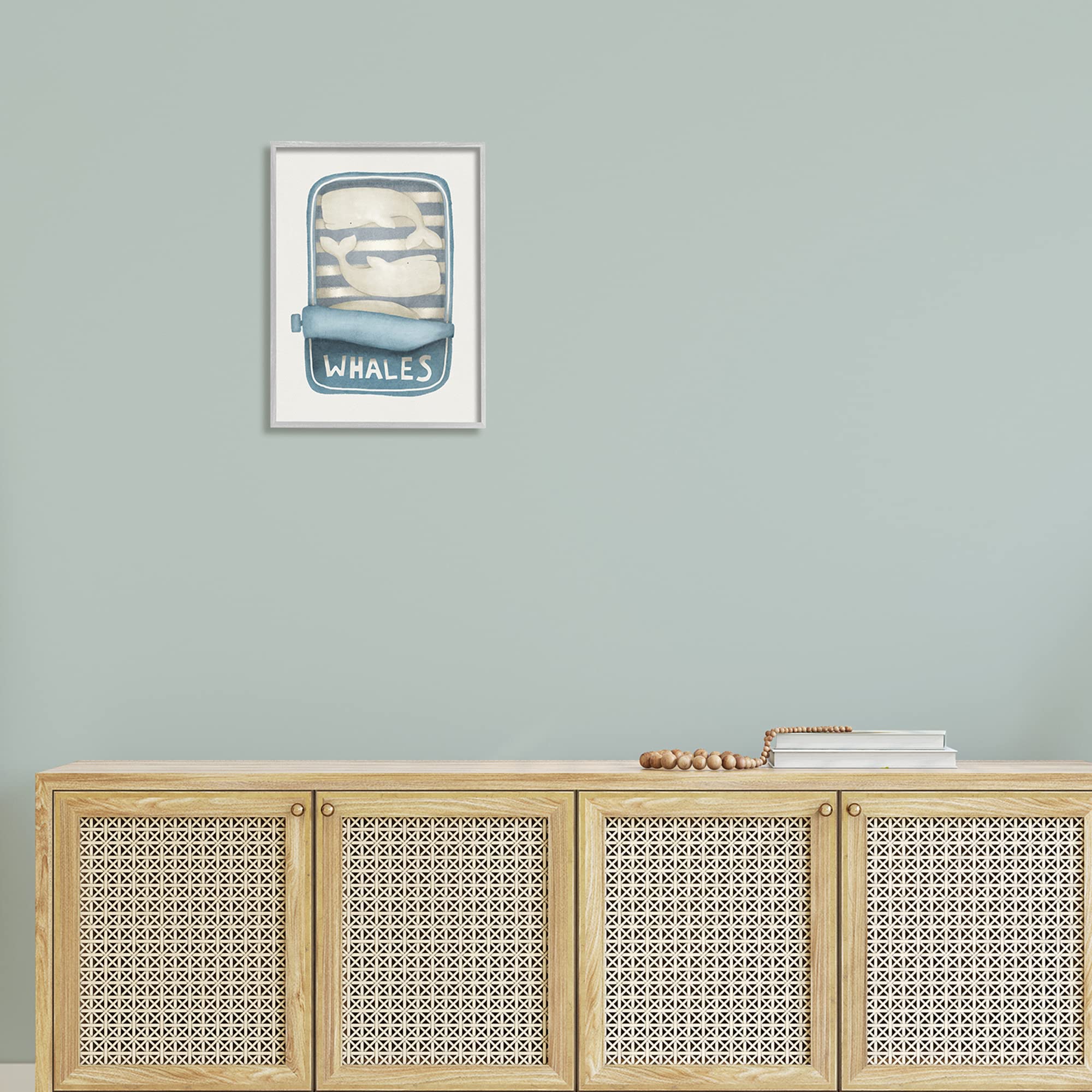 Stupell Industries Whimsical Whale Tuna Can Art Print - Sea Life Wall Decor by Leah Straatsma - Perfect for Beach House, Nursery & Coastal Themed Rooms