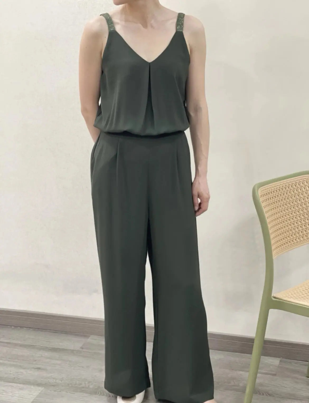 Hippie Wide Leg Jumpsuit in Khaki - Boho Chic Outfit for Music Festivals & Casual Wear