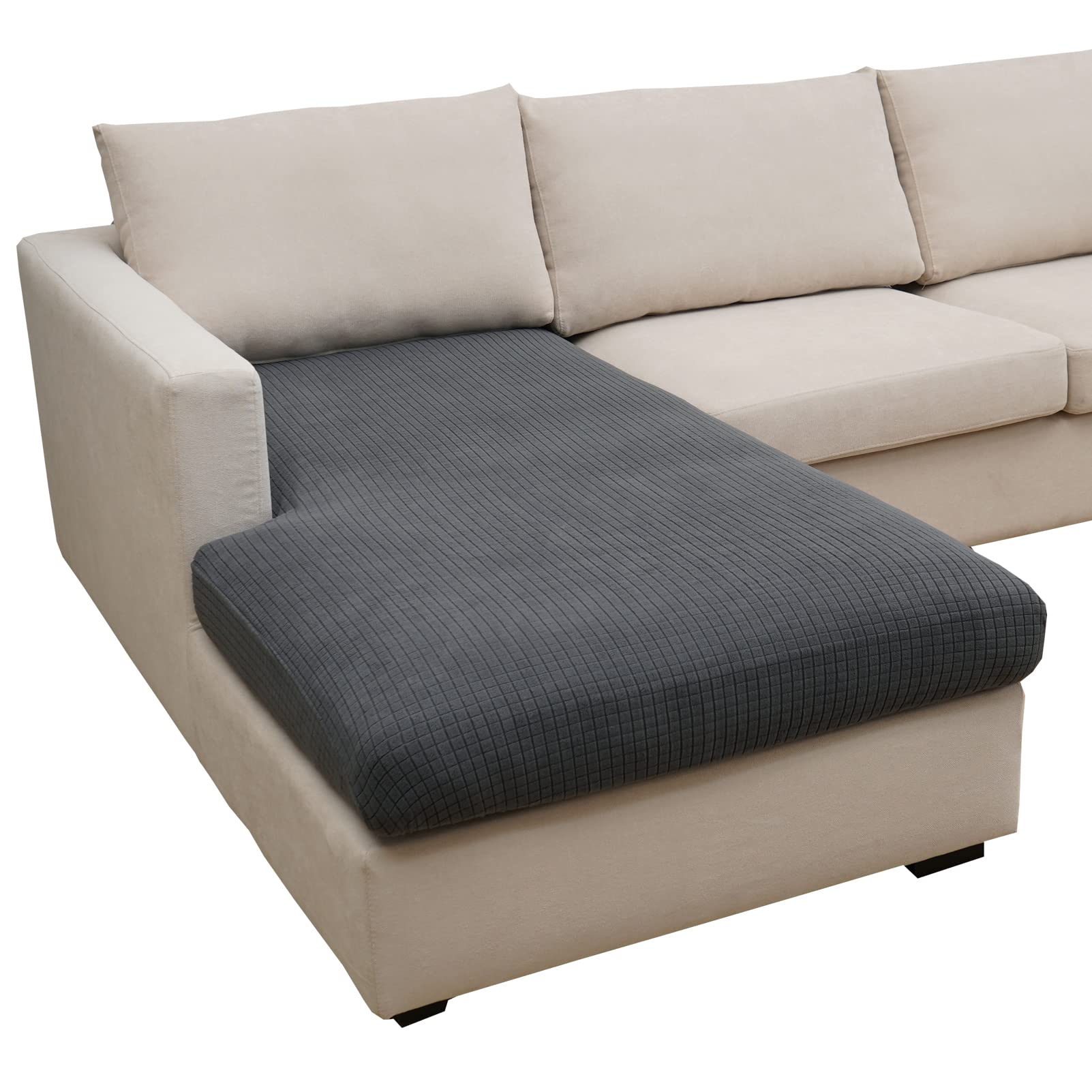 Eismodra Stretchable L-Shaped Sectional Sofa Slipcover - Dark Gray X-Large Chaise Lounge Cover (1 Piece) | Pet-Friendly Couch Protector for Dogs | Perfect for Living Room, Family Room & Home Theater Seating
