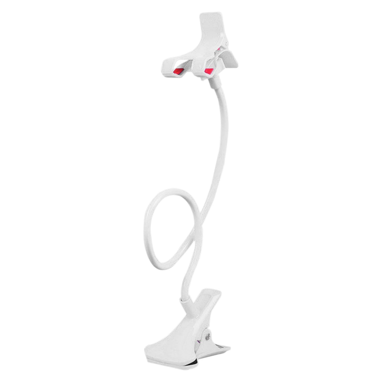 Adjustable Gooseneck Phone Holder with Non-Slip Clip - 360° Flexible Lazy Arm Cell Phone Stand for All Smartphones - Perfect for Bed, Sofa, Office & Car Use (White)