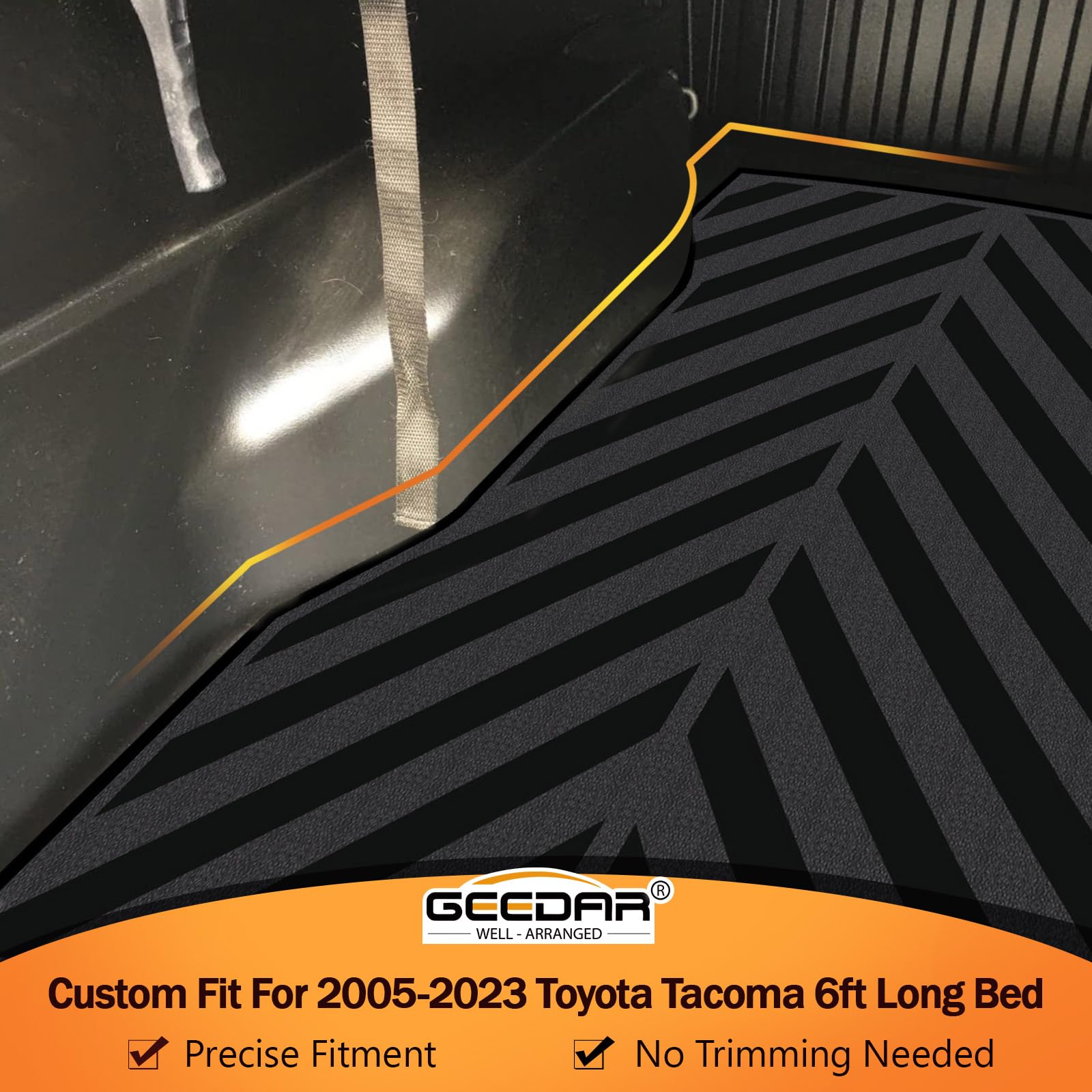 Heavy Duty Rubber Truck Bed Mat for 2005-2023 Toyota Tacoma 6ft Long Bed | Durable Non-Slip Bed Liner | Black | Perfect for Hauling, Off-Roading & Work Site Protection