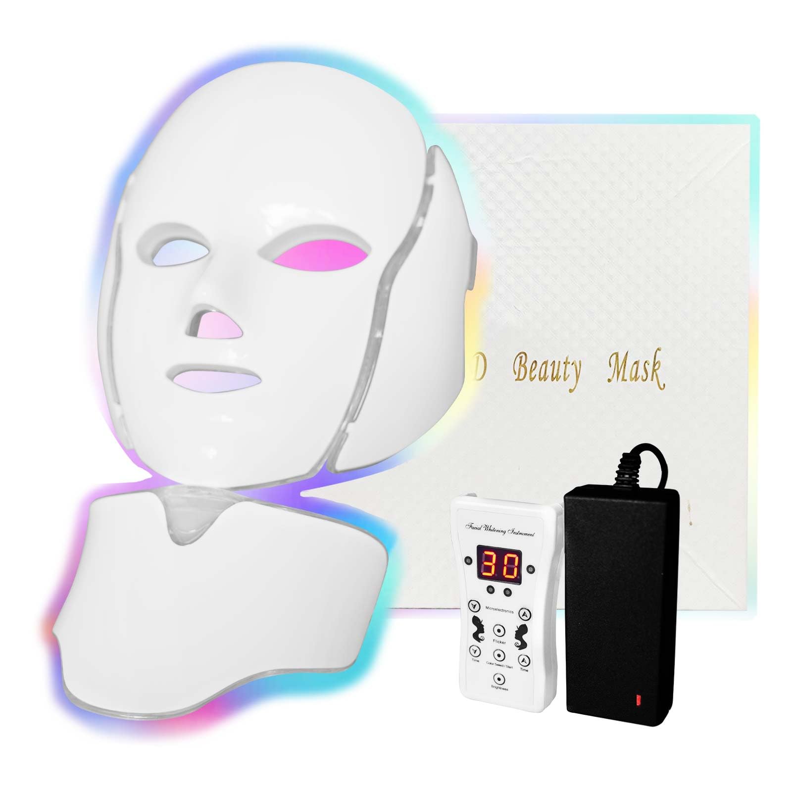 LED Facial Mask FM-01 - 7 Color Light Therapy Device for Face with Red & Blue Light | At-Home Skincare Treatment for Acne, Wrinkles & Anti-Aging | Perfect for Spa Nights & Self-Care Routines