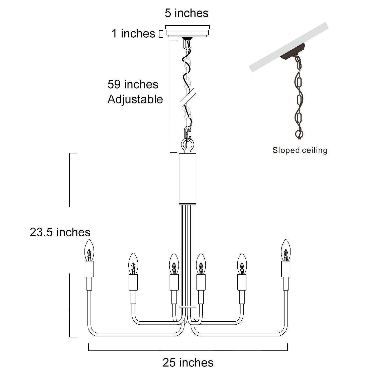 LALUZ 6-Light Modern Farmhouse Chandelier - 25