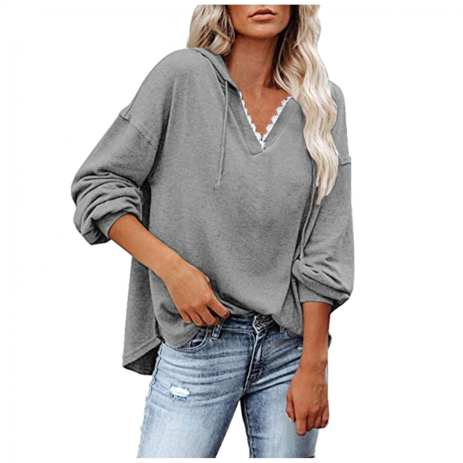 FABIURT Women's Casual Button-Up Long Sleeve Hoodie Sweatshirt - Loose Fit Pullover Blouse & Comfortable Tee Shirt for Everyday Wear, Work, and Weekend Outings