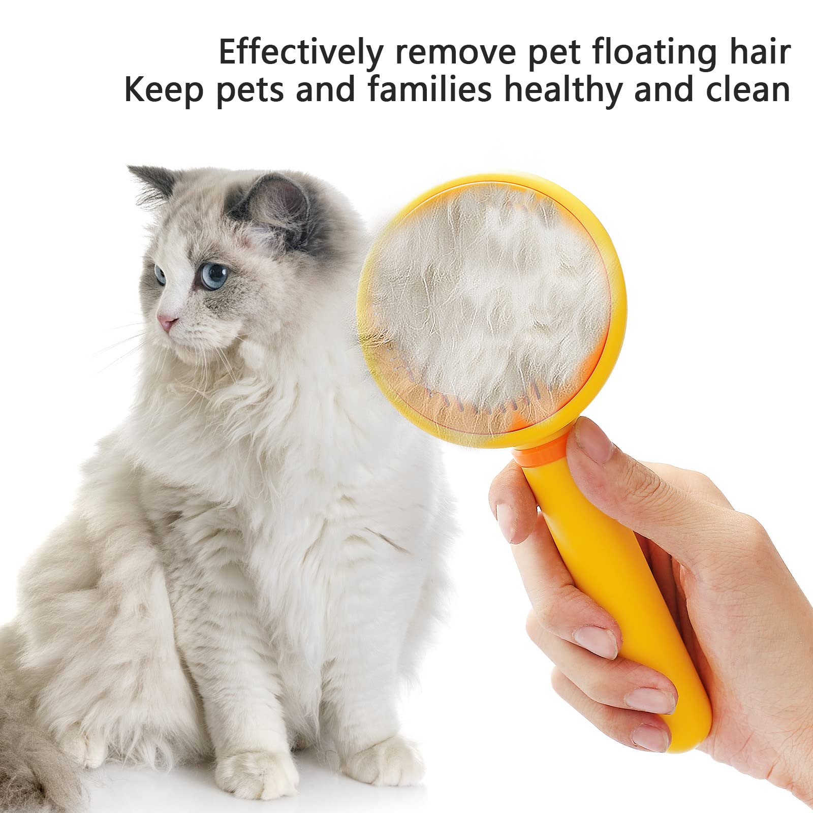 Self-Cleaning Cat & Dog Grooming Brush with Release Button - Gentle Pet Hair Brush for Long/Short Haired Cats & Dogs - Perfect for Shedding Control, Massage & Daily Grooming at Home