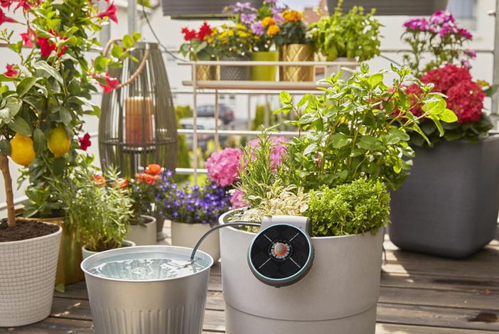 Gardena Solar Powered Irrigation AquaBloom Set - Automatic Watering System for Gardens, Lawns & Potted Plants | Eco-Friendly Drip Irrigation Kit for Outdoor & Indoor Plants