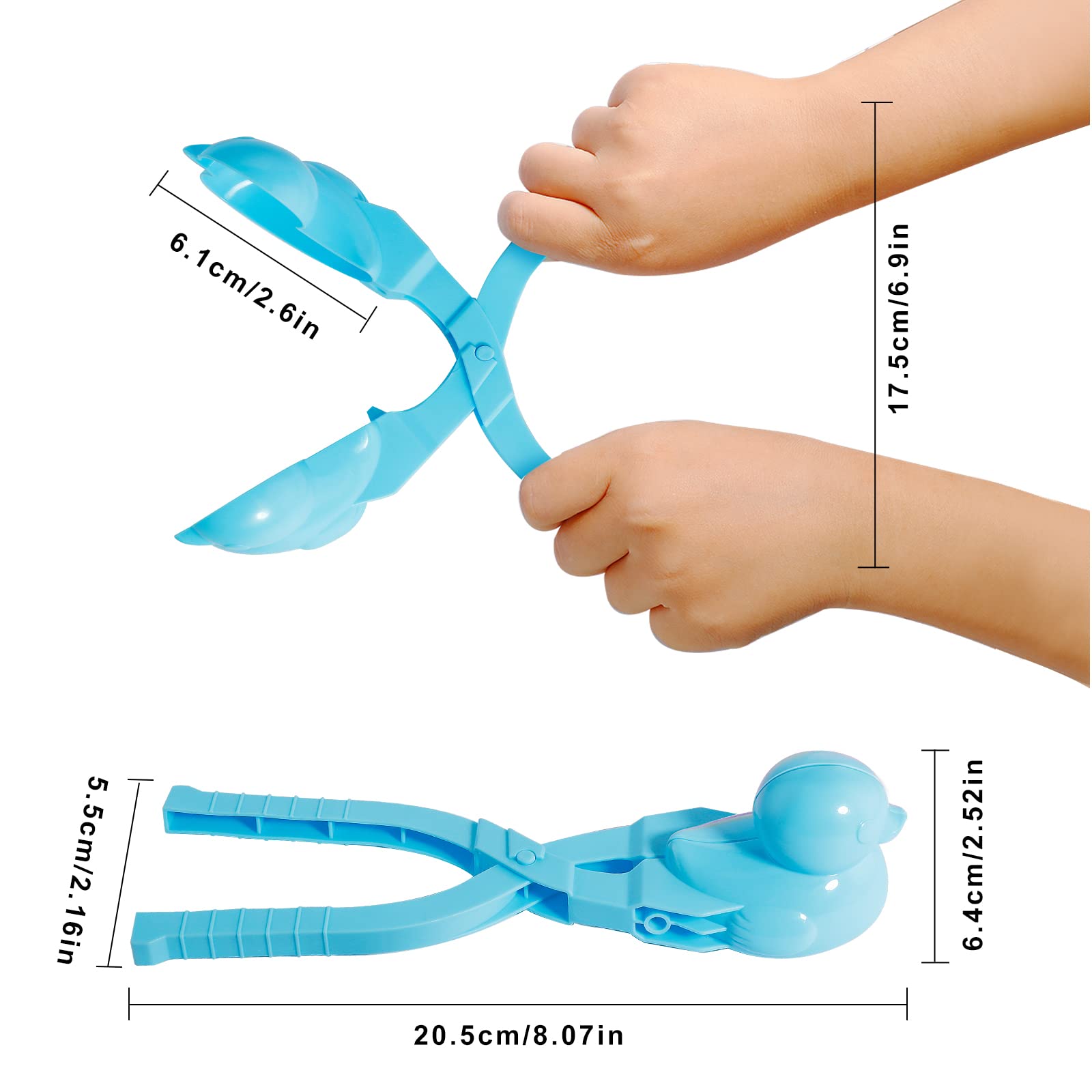 Duck Snowball Maker Toy - 4 Pack Cartoon Duck Snowball Clips for Kids Outdoor Winter Play, Snowball Fights & Snow Sand Molds - Fun Snow Day Activities & Winter Sports Games