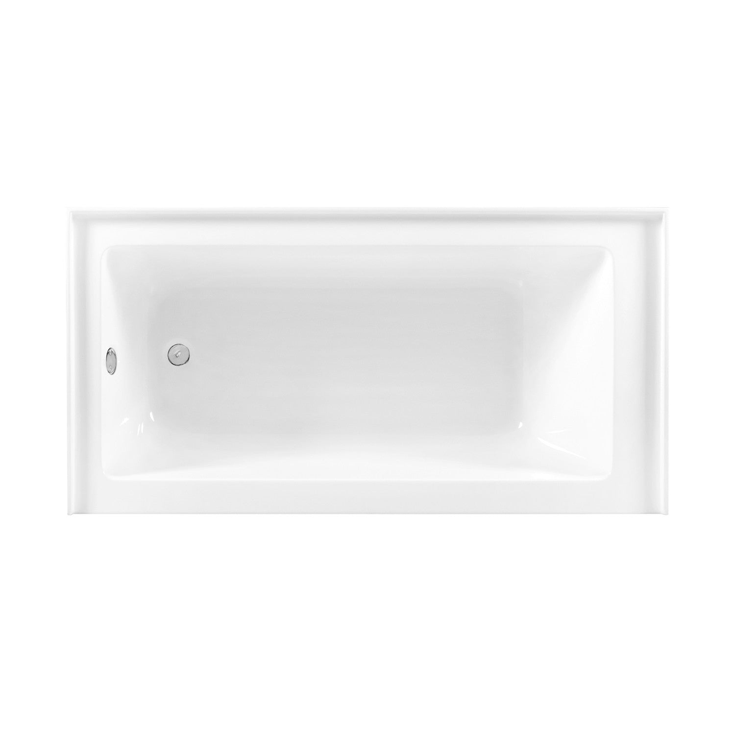 Aqua Eden 60 Inch Acrylic Rectangular 3 Wall Alcove Bathtub - Left Hand Drain, Glossy White with Polished Chrome Trim | Perfect for Modern Bathroom Renovations and Spa-Like Retreats