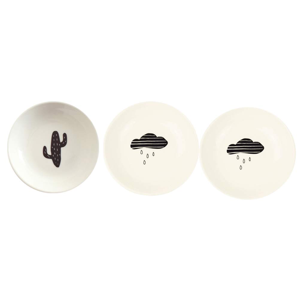 Hemoton 3-Piece Ceramic French Fry Seasoning Dishes - Mini Sushi Dipping Bowls for Soy Sauce, Ketchup, BBQ & Desserts - Cloud Pattern Condiment Dishes for Parties, Restaurants & Home Dining