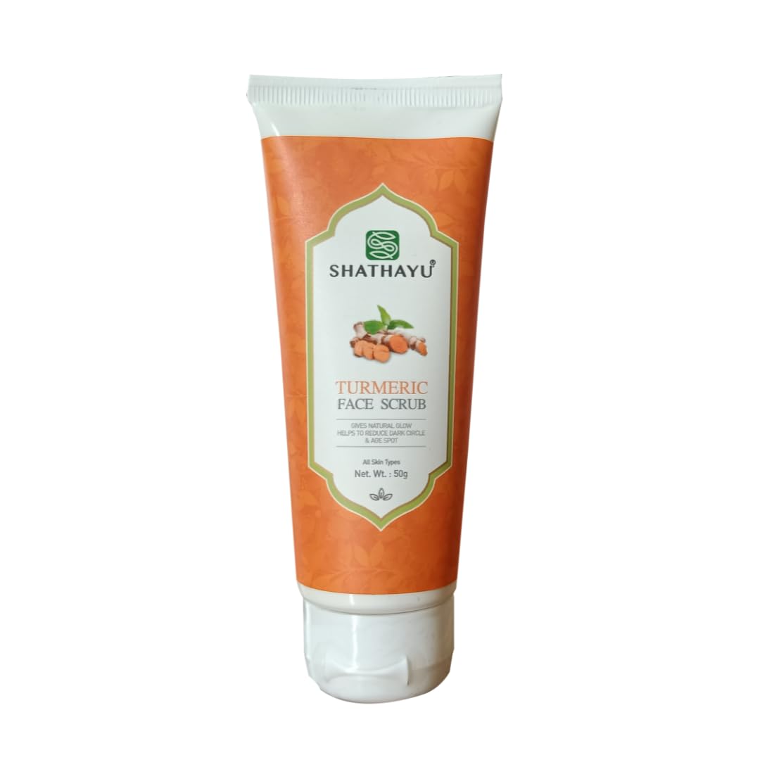 Shathayu Turmeric Face Scrub - Natural Exfoliating Cleanser for Glowing Skin | Brightening & Anti-Aging Facial Treatment | Perfect for Daily Skincare Routine & Spa Days