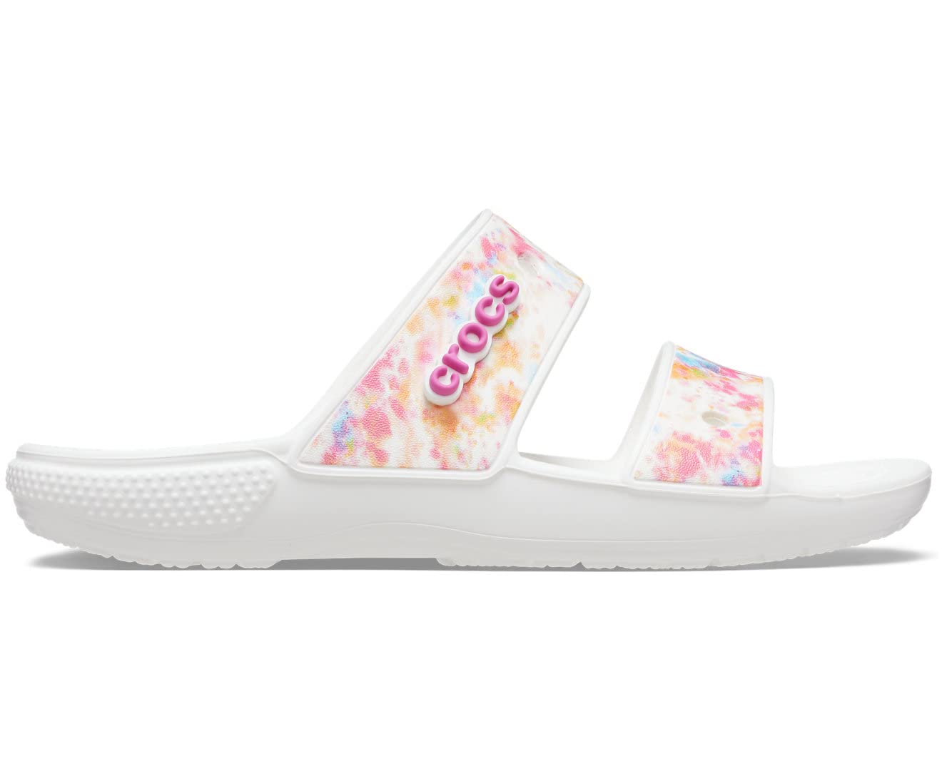 Crocs Unisex Classic Tie Dye Two-Strap Sandals Slide - Comfortable Waterproof Beach & Pool Slides for Men and Women - Perfect for Summer, Vacation, and Outdoor Activities