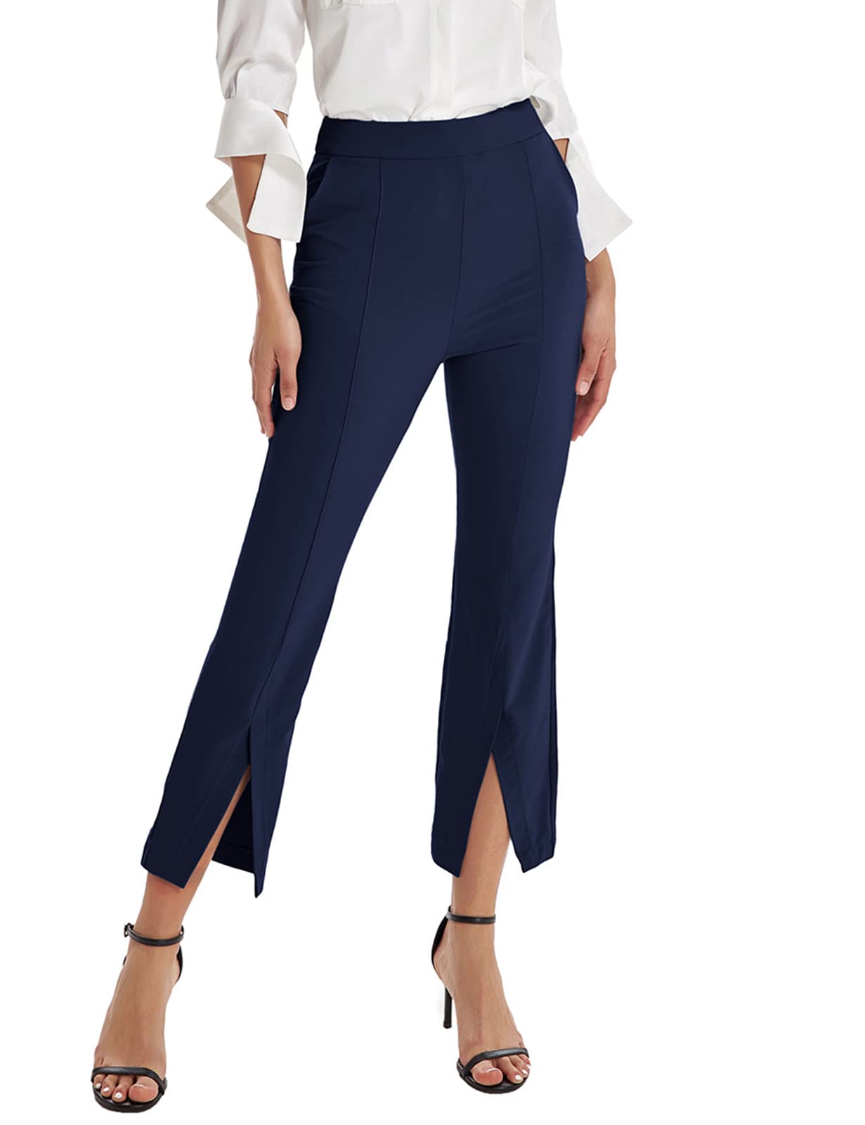 GRACE KARIN Women's High Waisted Dress Pants - Split Front Business Casual Work Pants with Pockets | Office Wear & Professional Attire for Women