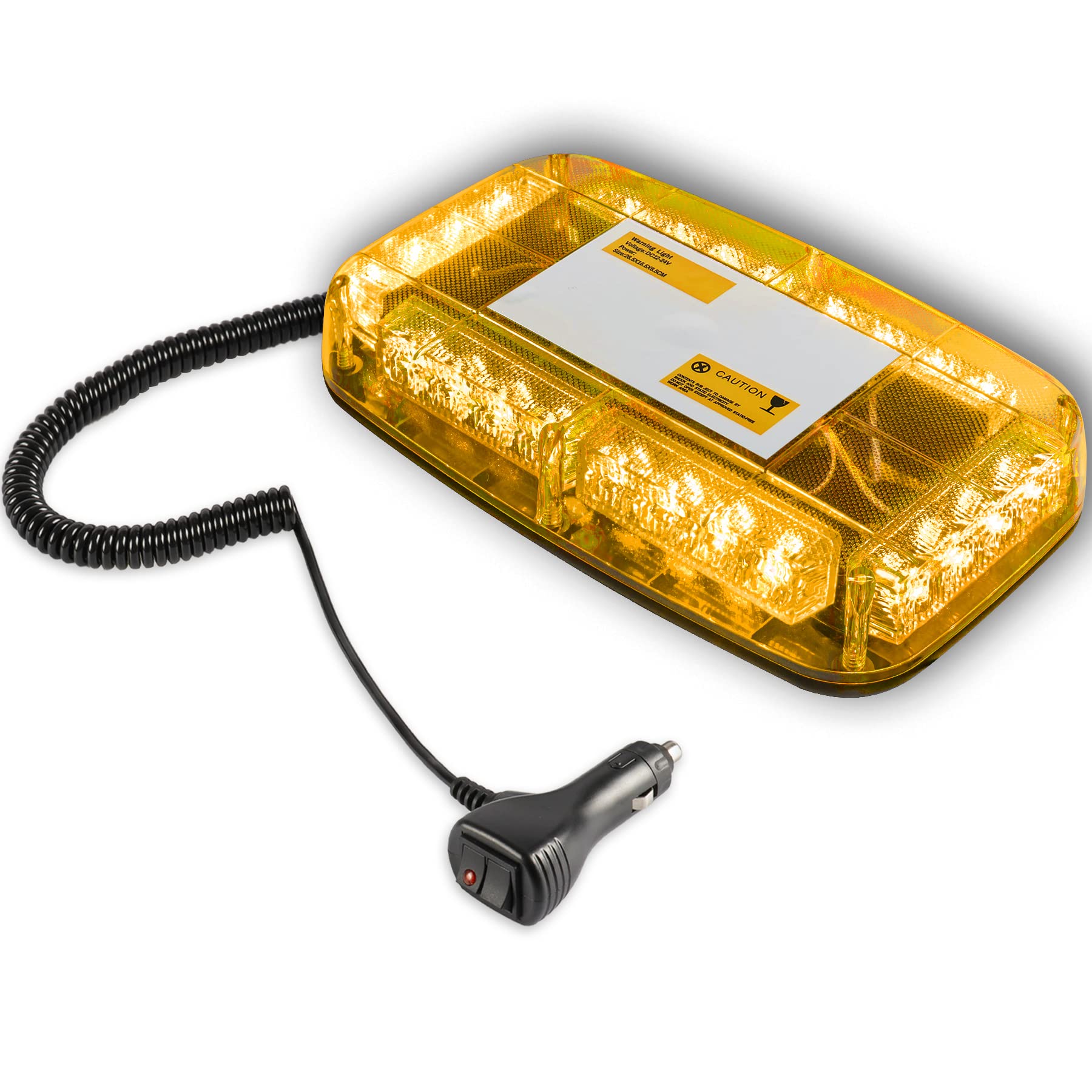 UYYE 24LED Amber Strobe Light Strip for Trucks & Vehicles - Magnetic Base Emergency Warning Lights, 12-25V Waterproof Mini Bar for Snow Plows, Construction, Tow Trucks, Roadside Emergencies & Hazard Visibility