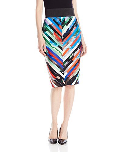 MILLY Women's Mirage Stripe Mitered Skirt - High Waist A-Line Mini Skirt with Side Slits | Perfect for Work, Date Night & Summer Outfits