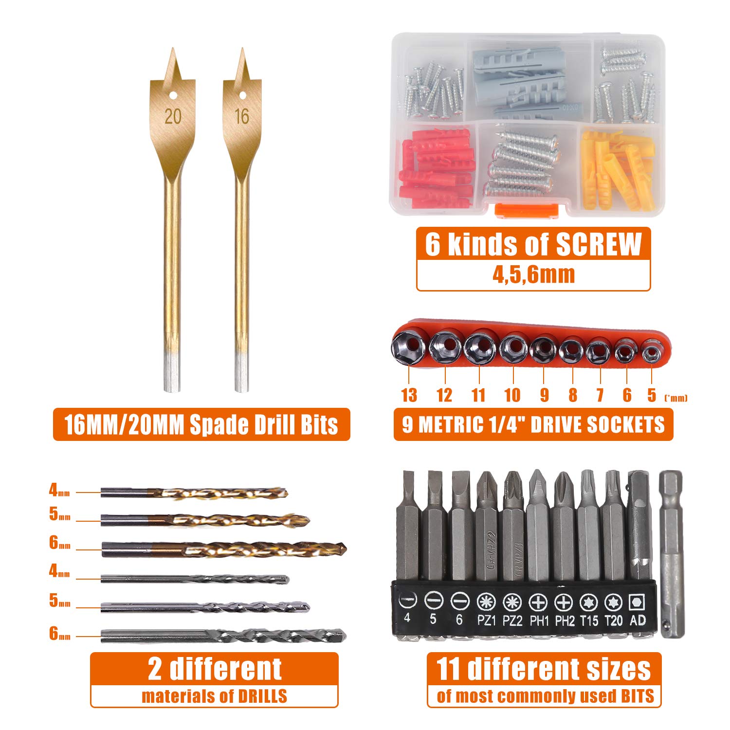 LETTON 16.8V Cordless Drill & Power Tool Combo Kit with 60pc Accessories - Professional Home Repair Tool Set for DIY Projects, Woodworking & Construction Work