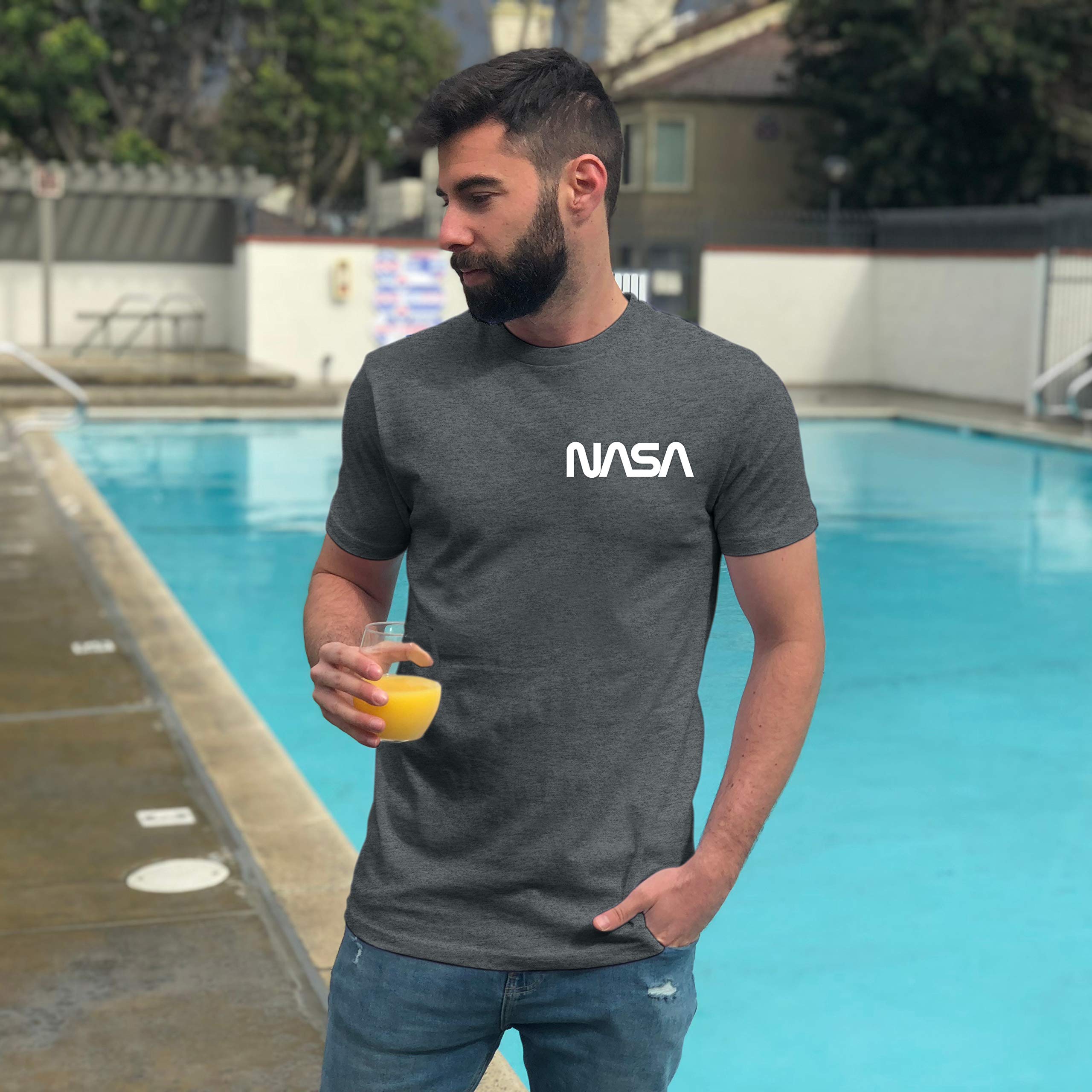 NASA Logo Mini Pocket T-Shirt for Men | Official Licensed Apparel | Trendy Casual Wear for Everyday & Space Enthusiasts