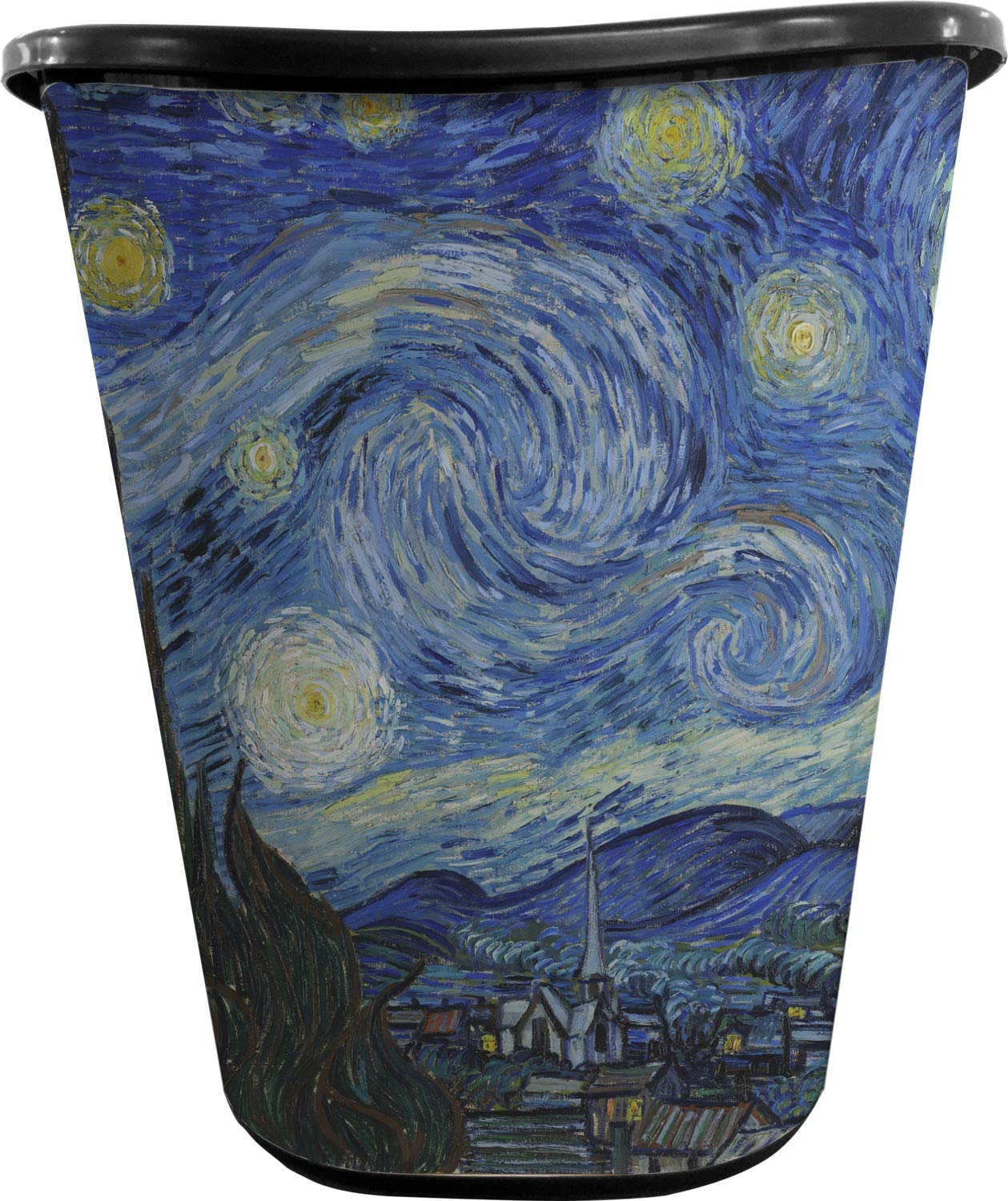 Van Gogh Starry Night Waste Basket - Double Sided Black for Home Office