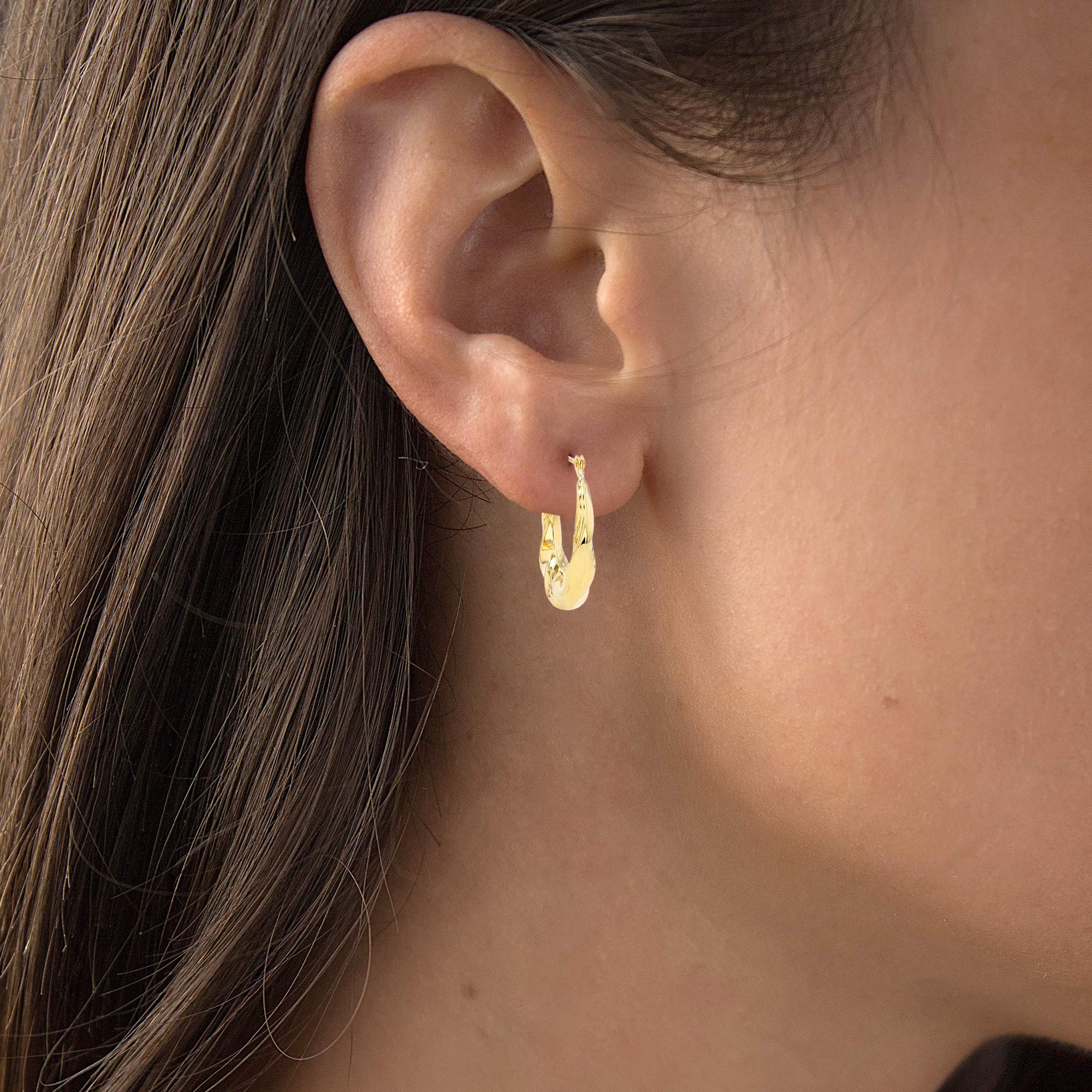 14K Solid Gold Twisted Hoop Earrings for Women - 4x20mm Polished & Satin Finish Hypoallergenic Hoops | Sensitive Ears Friendly | Perfect for Everyday Wear, Date Night & Special Occasions