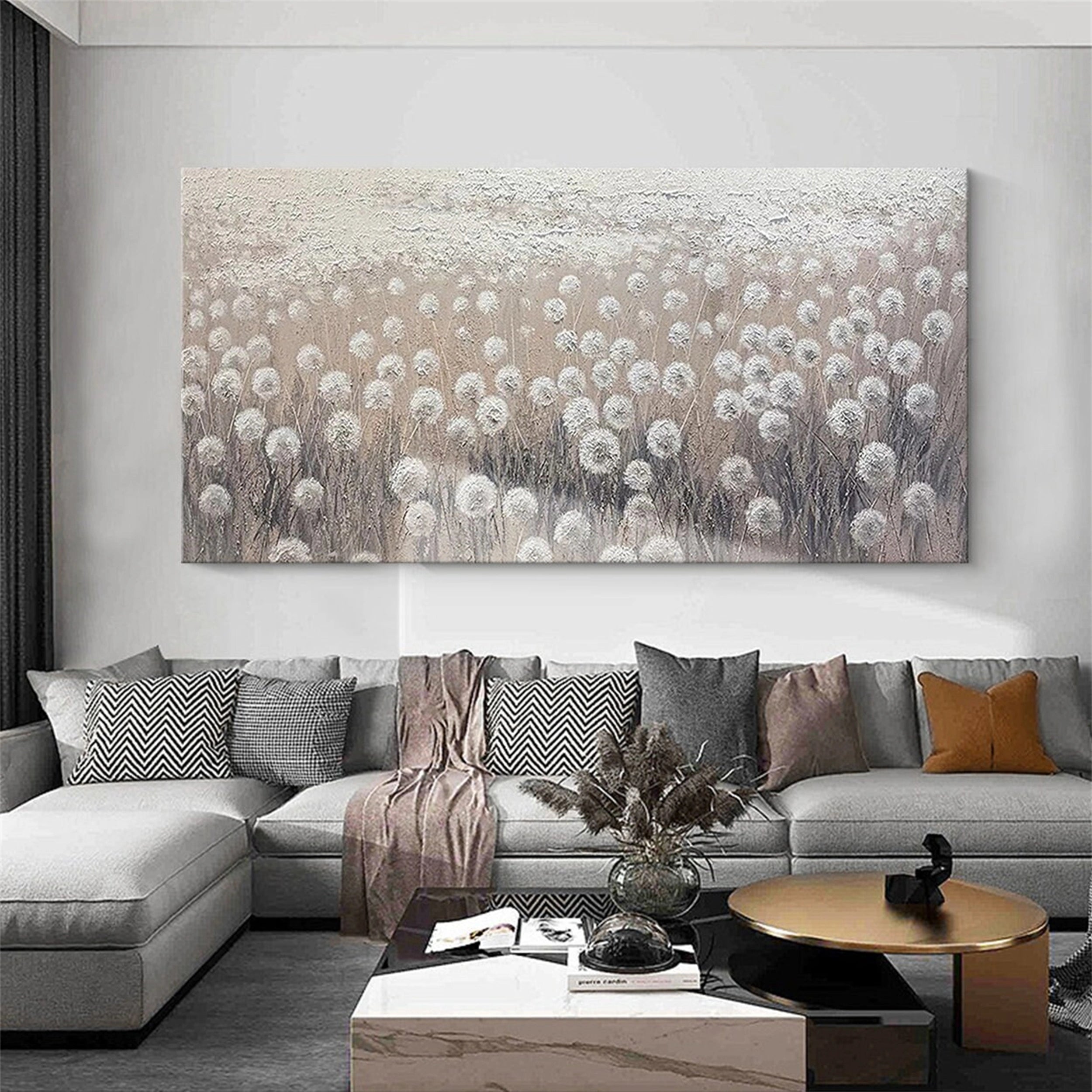 Beautiful Flower and Tree Painting #FT036 - Handmade Canvas Art for Home Decor, Living Room, Bedroom & Office Wall