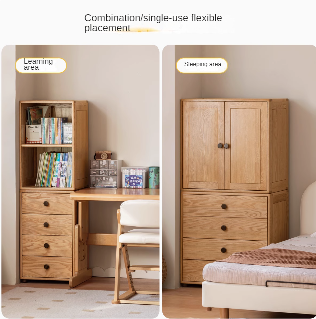 Solid Oak Wood Modern Nordic Kids Dresser - 5-Drawer Storage Cabinet for Nursery, Bedroom & Playroom Organization