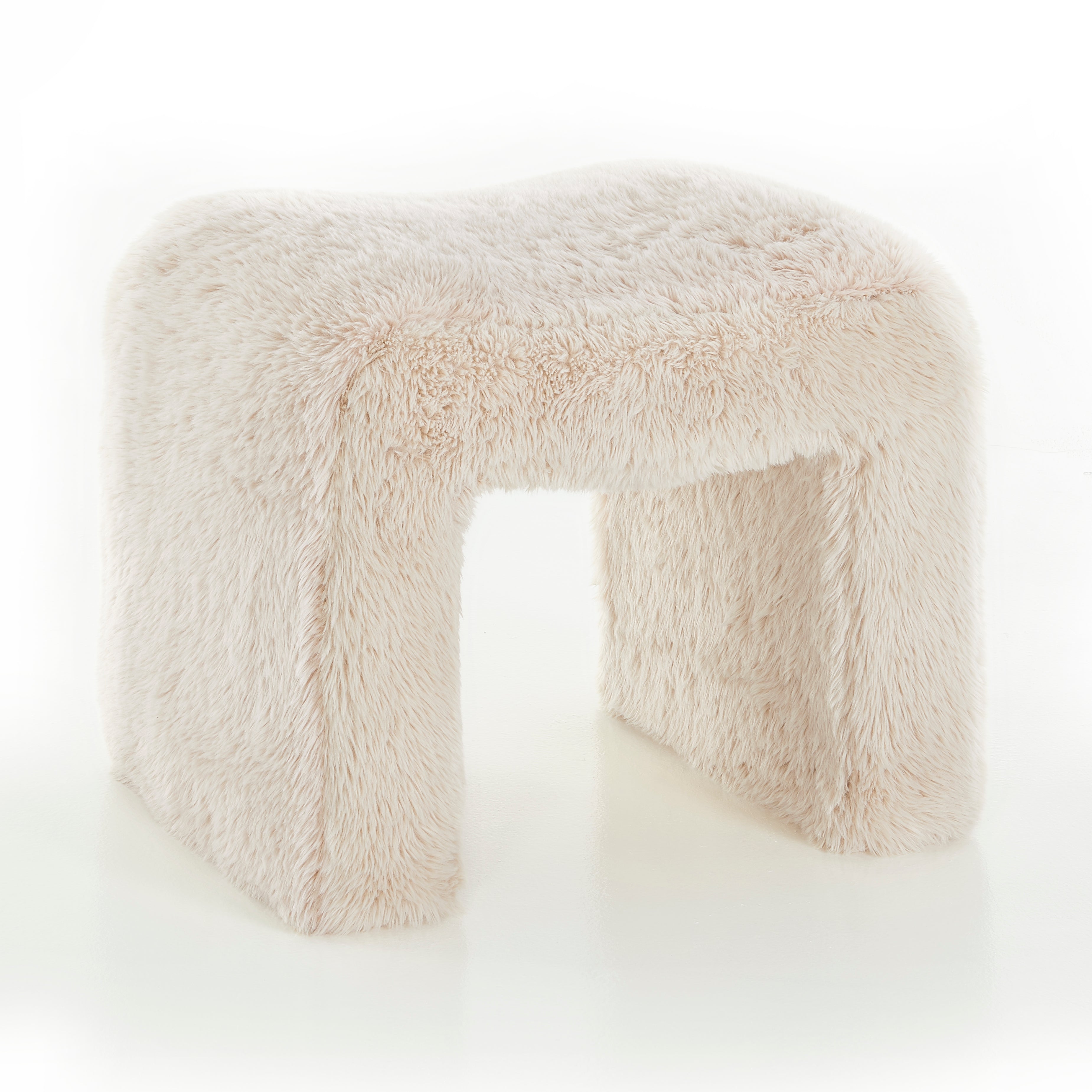 Roundhill Furniture Zorya Contemporary Faux Fur U-Shaped Ottoman Set of 2 - Modern Living Room Accent, Bedroom Footrest, Cozy Home Decor for Stylish Comfort