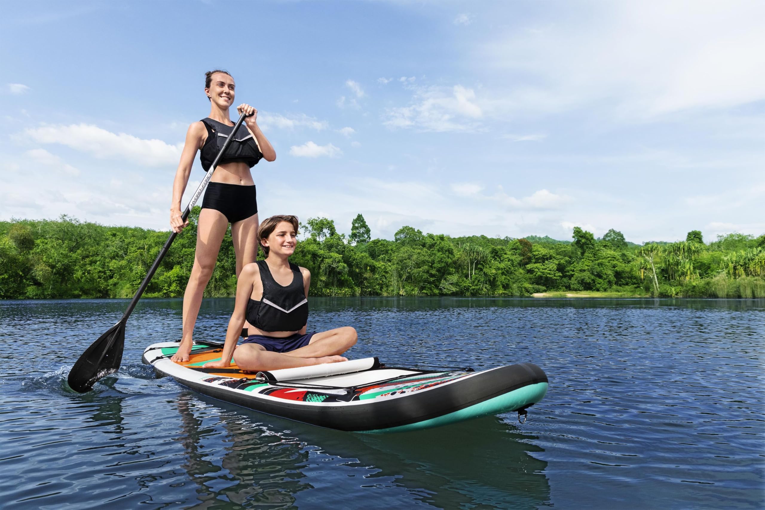 Hydro-Force Inflatable Stand Up Paddle Board (SUP) - Premium Complete Set with Hand Pump, Travel Bag & Built-in Window | Multiple Sizes for Adults & Kids | Perfect for Lakes, Rivers & Ocean Paddling