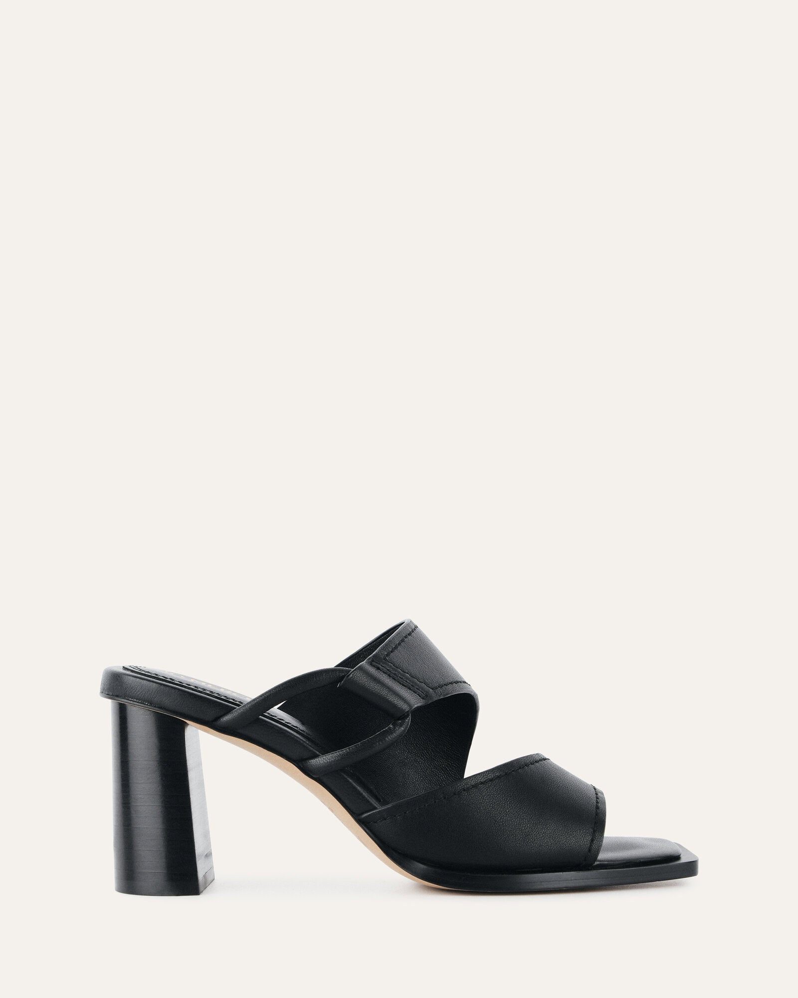 CAMMY Women's Black Leather Mid Heel Sandals - Comfortable Dressy Strappy Shoes for Summer Weddings, Office Wear & Date Nights