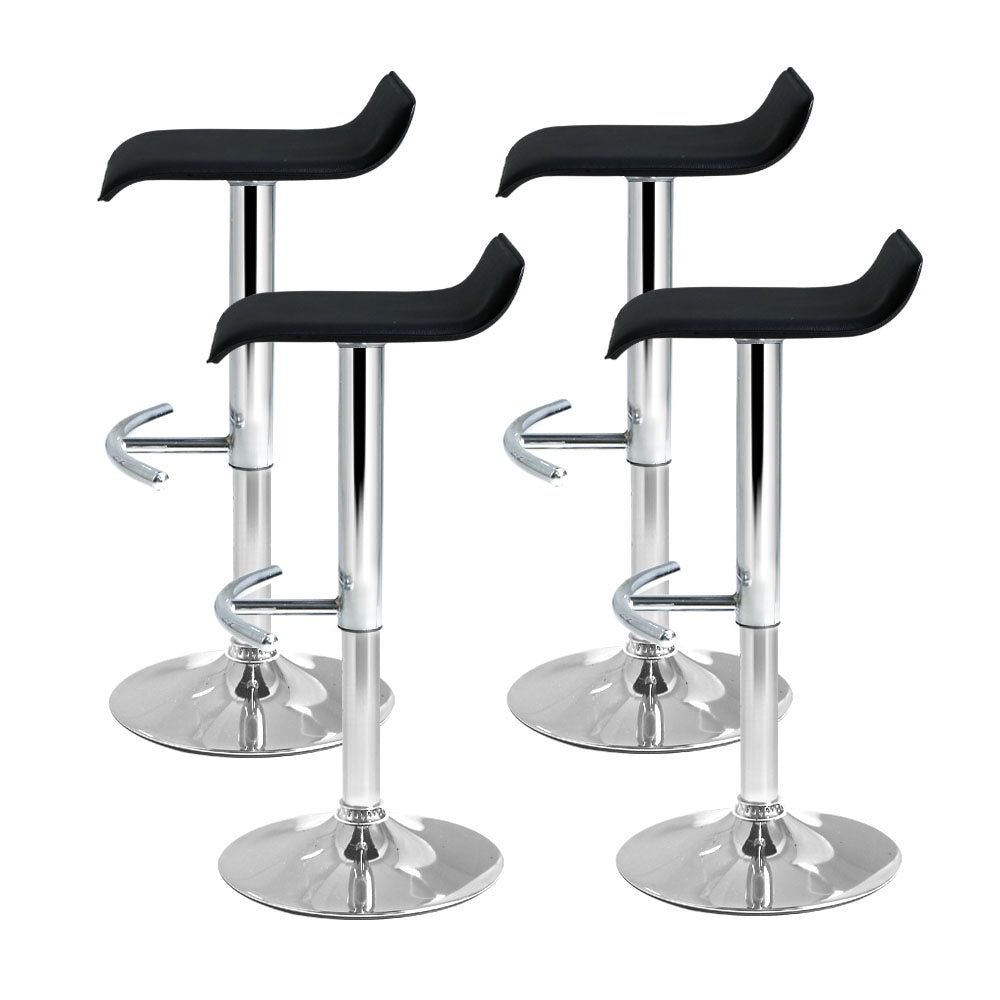 Adjustable Height 4-Piece Bar Stool Set with Gas Lift Mechanism - Black Counter Stools for Kitchen Island, Dining Room & Home Bar