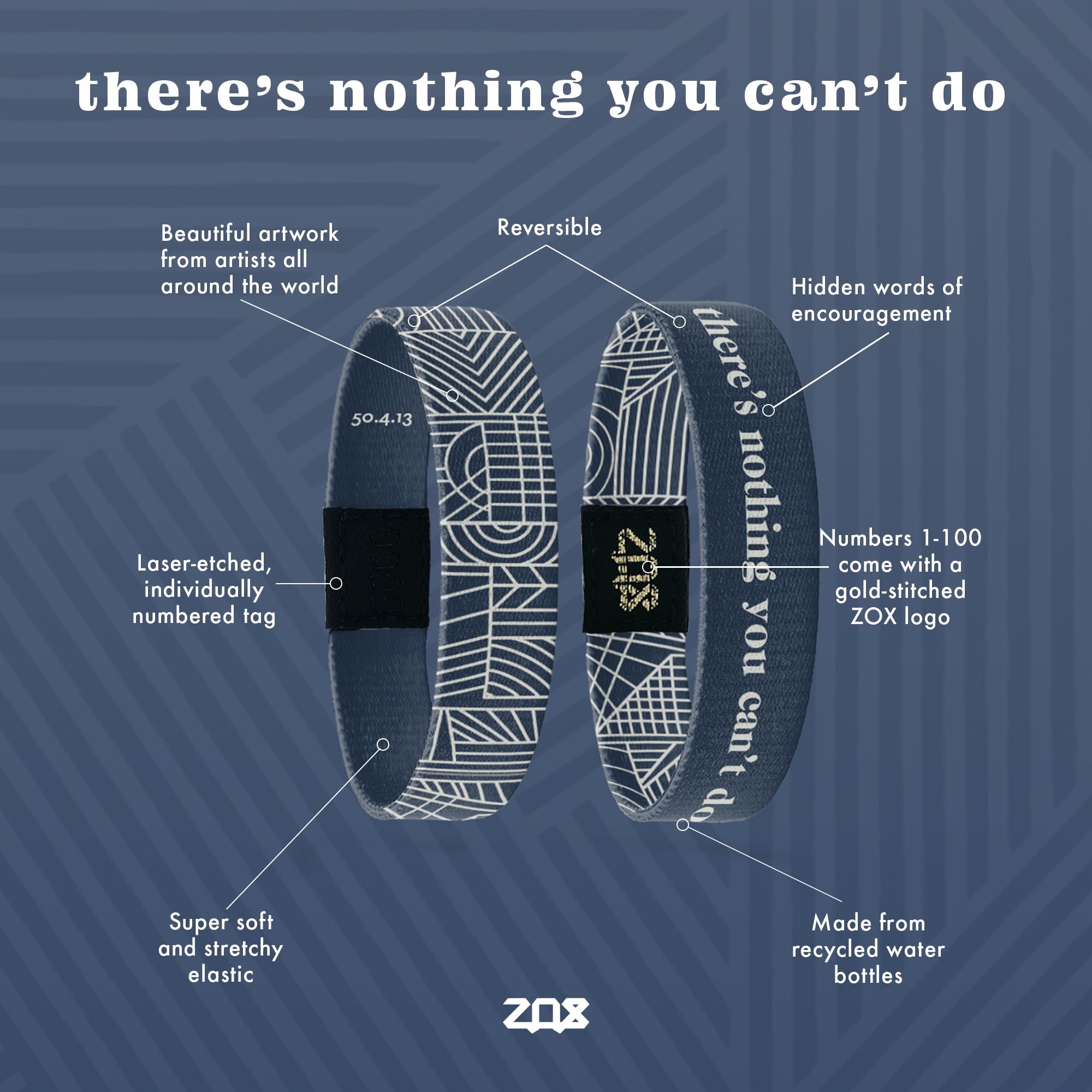 ZOX Stretchy Elastic Bracelets with Motivational Affirmations & Artwork – Unisex Wristband Gift for Men & Women of All Ages | Perfect for Daily Wear, Yoga, Meditation & Self-Expression