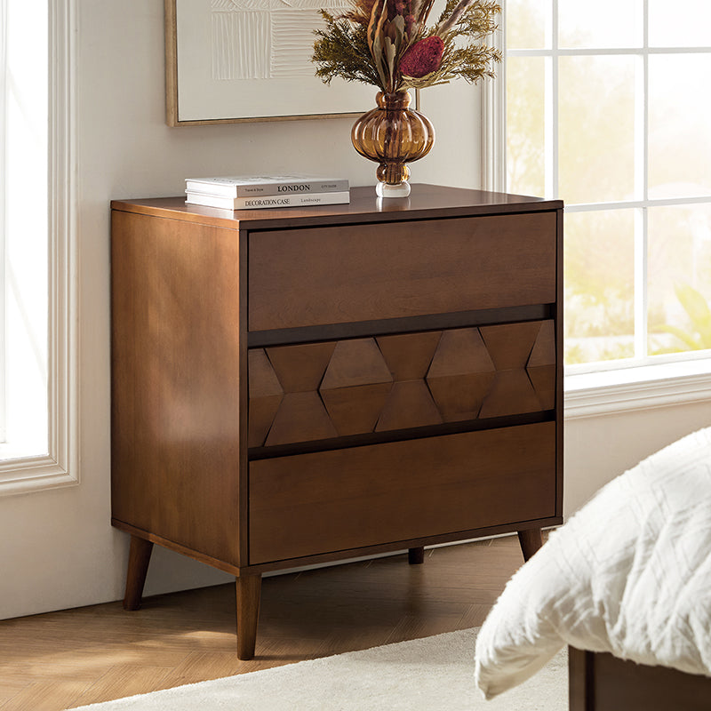 Haidee Mid-Century Modern 3-Drawer Dresser with Built-in USB Charging Station & Flared Legs - Vintage Bedroom Furniture for Home Office or Guest Room Storage