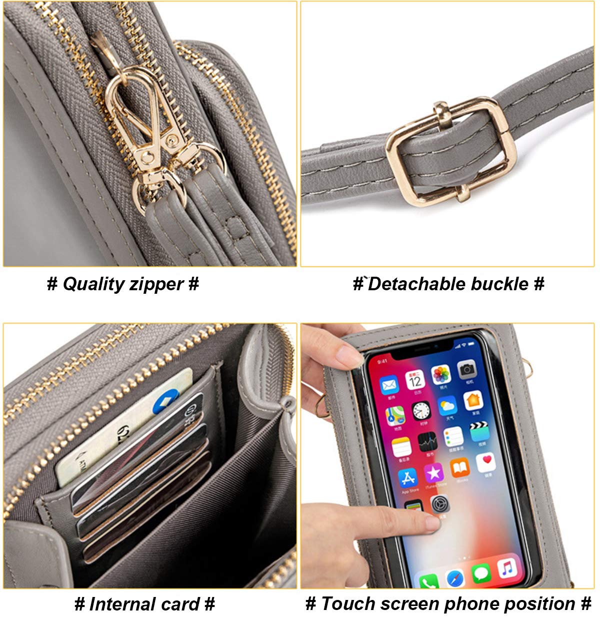 Women's Touch Screen Crossbody Phone Bag - Small Shoulder Purse with Credit Card Slots | RFID Blocking Wallet Handbag for iPhone & Android | Perfect for Travel, Shopping & Daily Use
