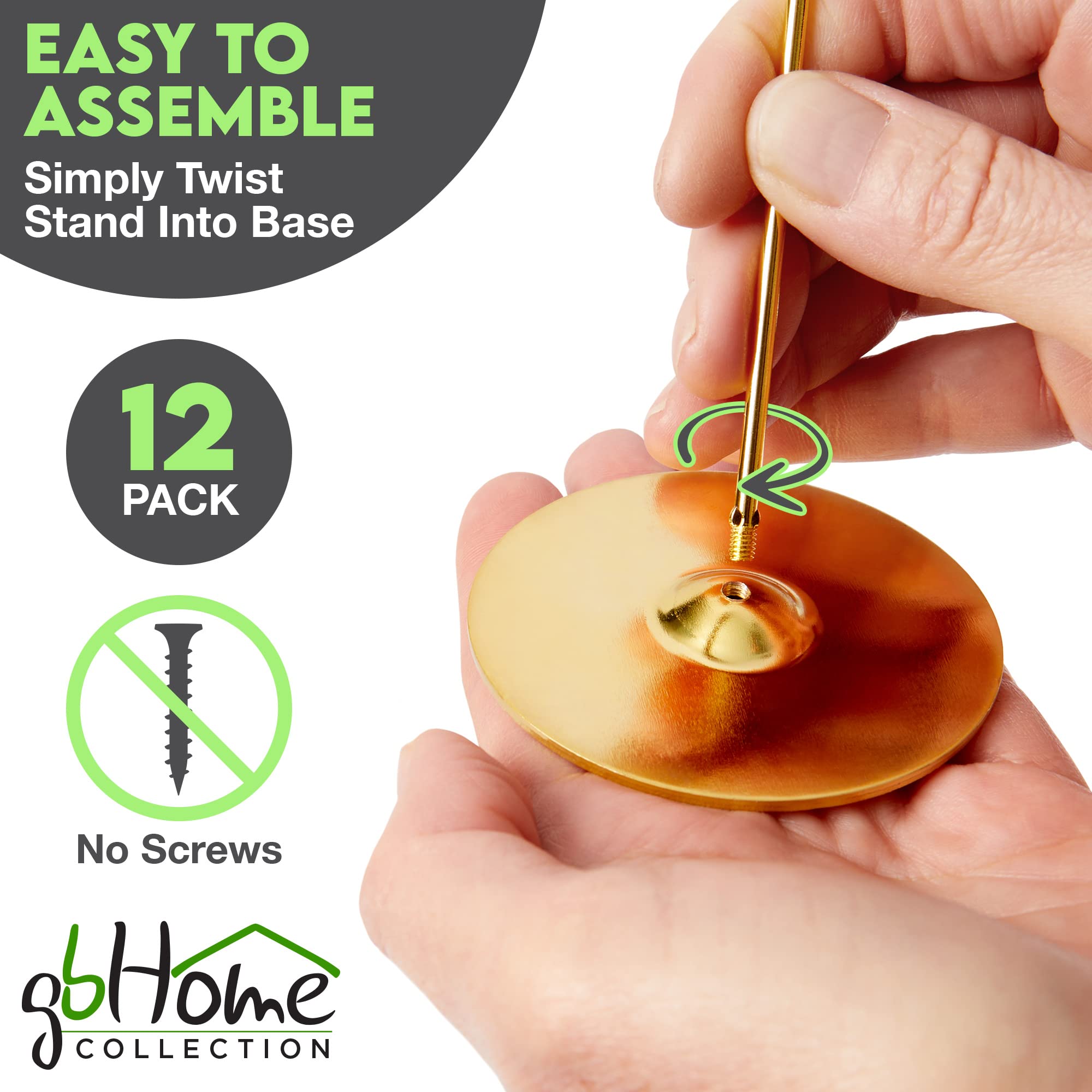 Gold Table Card Holders 12 Pack - 8 Inch Tall Harp-Clip Menu Holders for Restaurants, Weddings, Banquets - Perfect for Place Cards, Reserved Signs, Recipes & Table Numbers