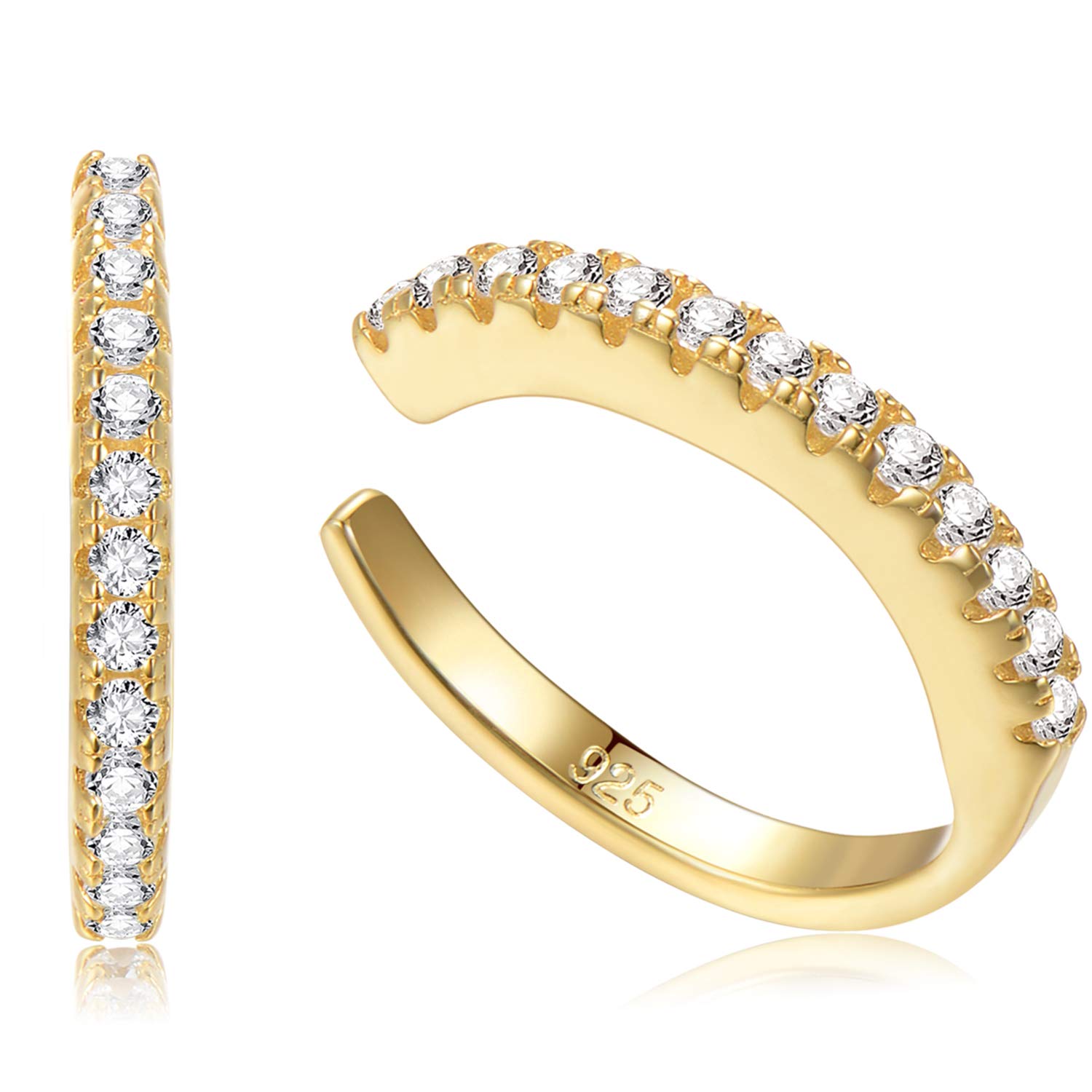 Sterling Silver 12mm CZ Pave Small Hoop Huggie Earrings - Dainty Ear Cuffs for Women, Perfect for Everyday Wear & Special Occasions