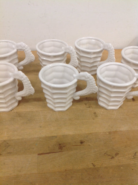 Set of 7 White Ceramic Seahorse Coffee Mugs - Perfect for Beach Themed Decor, Gift Giving & Coastal Home Decor
