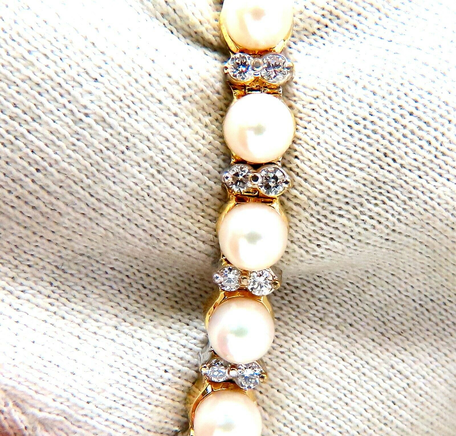 3.03 Carat Natural Akoya Pearl & Diamond Riviera Necklace in 14K Gold - Elegant Jewelry for Weddings, Anniversaries & Special Occasions