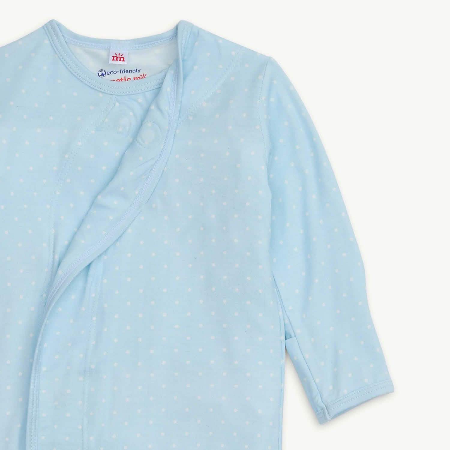 Stylish Pin Dot Blue Modal Magnetic Gown & Hat Set - Comfortable Nursing Dress with Magnetic Closure for Moms - Perfect for Breastfeeding, Maternity Photos & Special Occasions