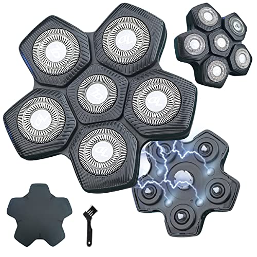 VRMETA 6 Blades Electric Shaver Replacement Heads - Compatible with Rotary Shavers, Flexible Floating Magnetic Blades for Smooth Shaving - Perfect for Travel, Home & Daily Grooming Routine