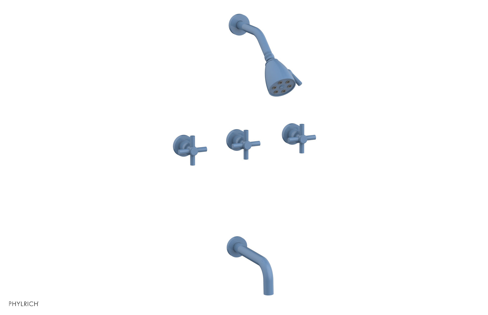 D2134 Basic Three Handle Tub and Shower Faucet Set - 7 1/2 Inch Spout with Tubular Cross Handles - Perfect for Bathroom Renovation and Home Upgrade