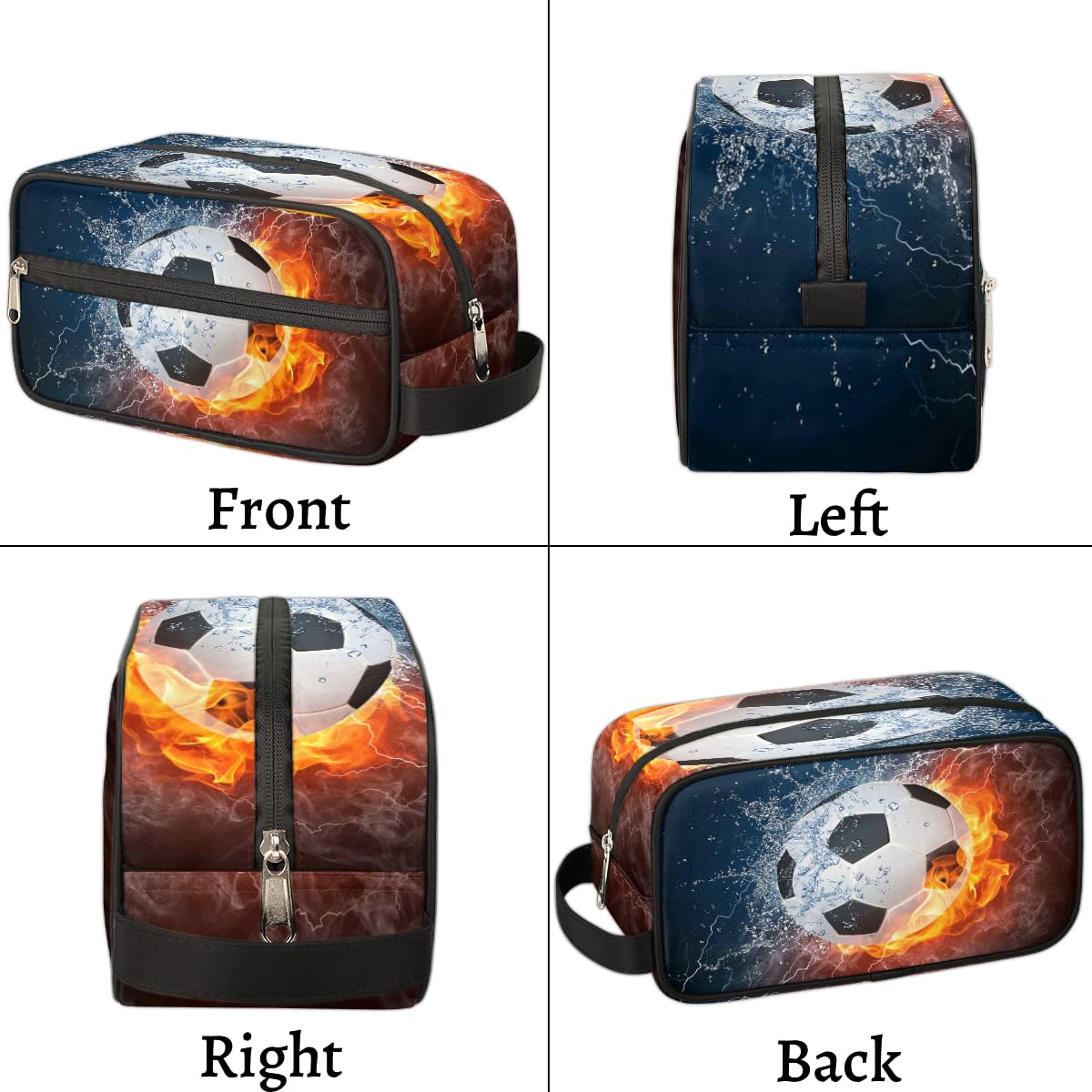 TropicalLife Waterproof Soccer Toiletry Bag for Men & Boys - Travel Shaving Dopp Kit, Cosmetic Pouch, Bath & Makeup Organizer - Perfect for Gym, Camping & Vacation Trips