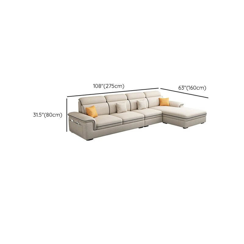 Luxury Ivory Sofa Set with 4 Soft Throw Pillows - Modern Living Room Furniture for Home Decor & Comfortable Seating