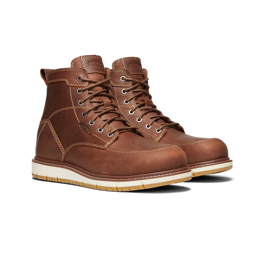 Men's San Jose 6 Aluminum Toe Work Boots - Gingerbread/Gum | Slip-Resistant & Comfortable for Construction, Warehouse & Outdoor Jobs