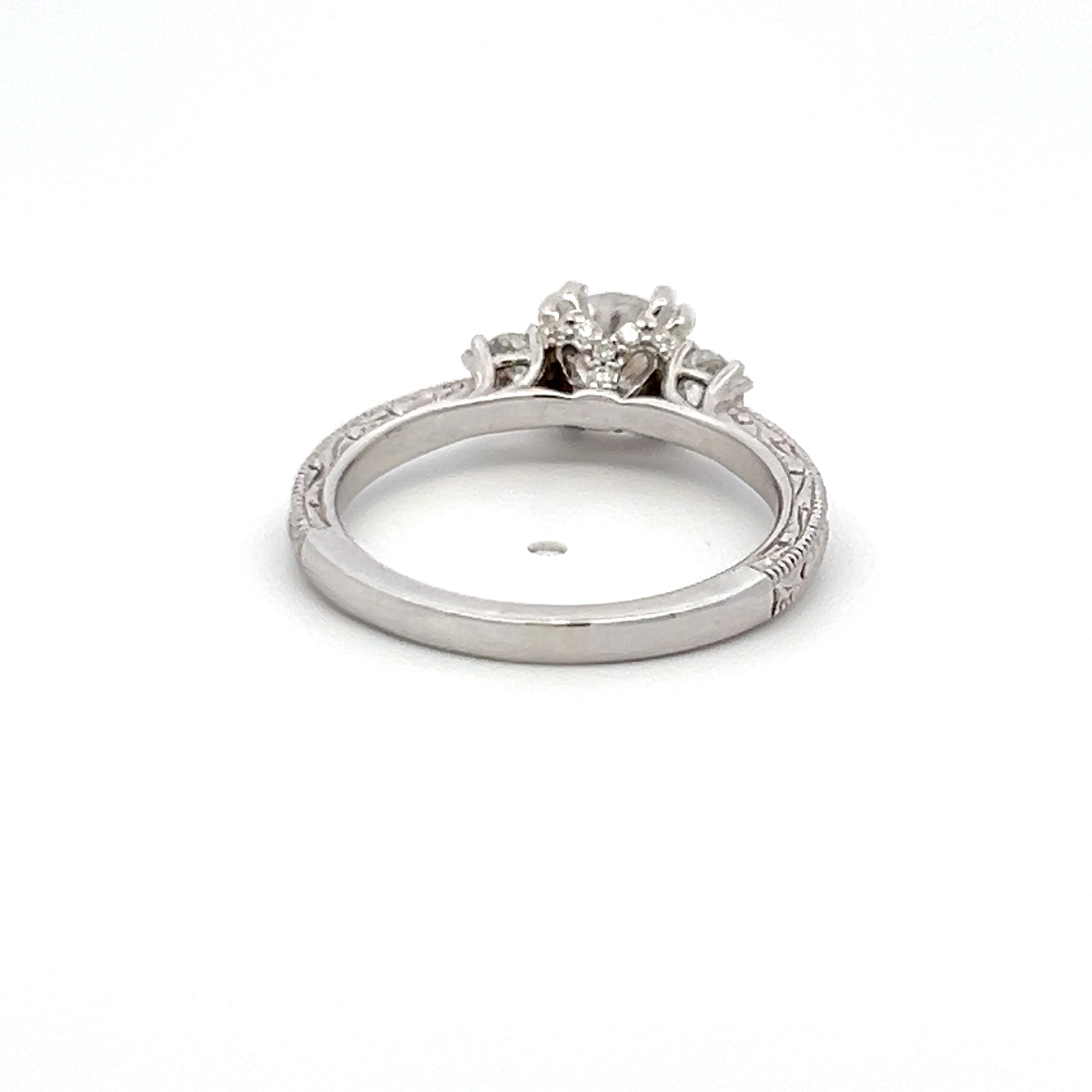 0.36 Carat Round Brilliant Diamond & 0.65 Carat CZ 14K White Gold Semi Mount Engagement Ring - Perfect for Proposals, Anniversaries and Bridal Jewelry