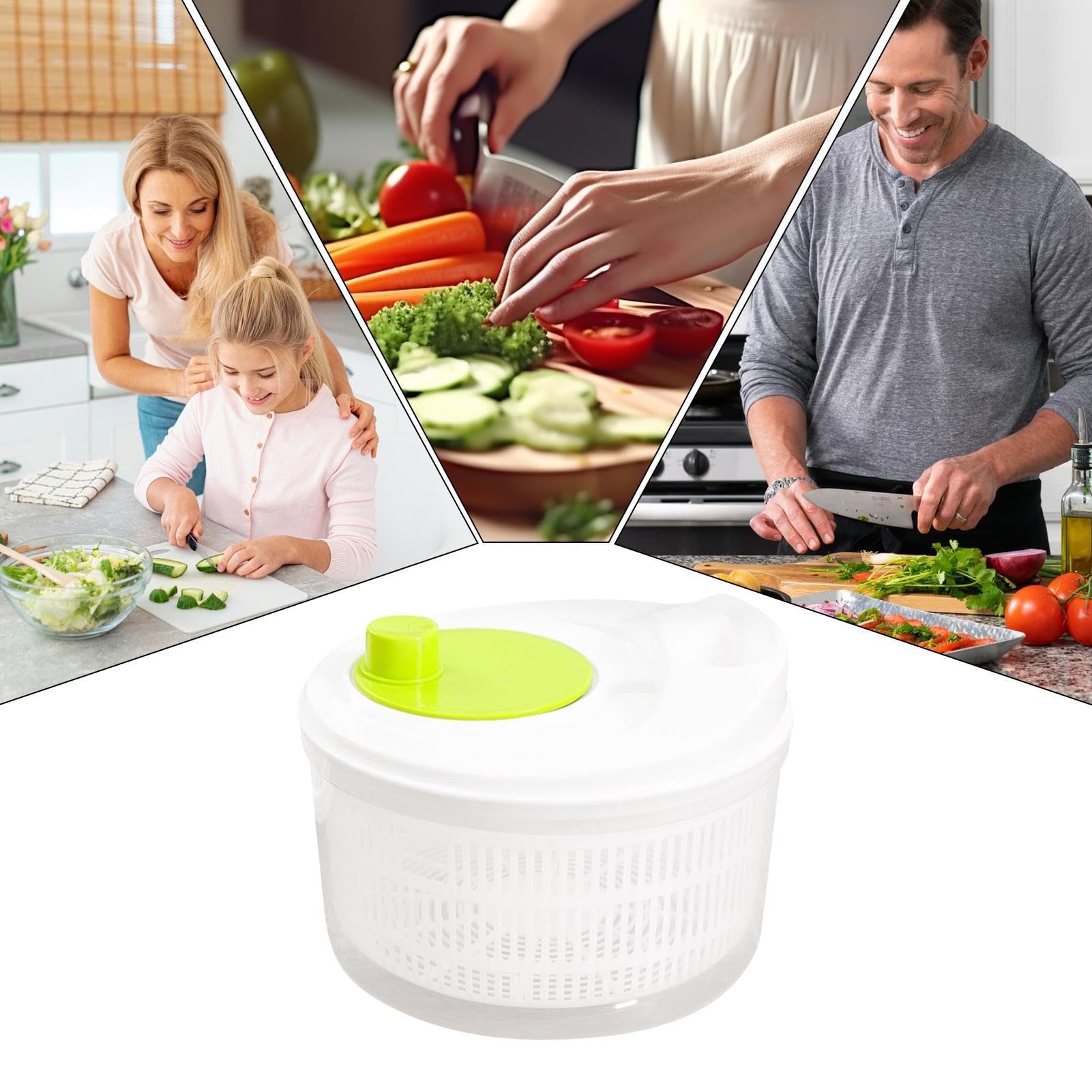 Multifunctional Fruit and Vegetable Spinner Dryer - Compact Salad Washer with Rounded Handle, Durable Lettuce Dryer for Kitchen & Home (8.1x8.1x5.9 inches) - Perfect for Washing Berries, Greens, and Preparing Healthy Salads