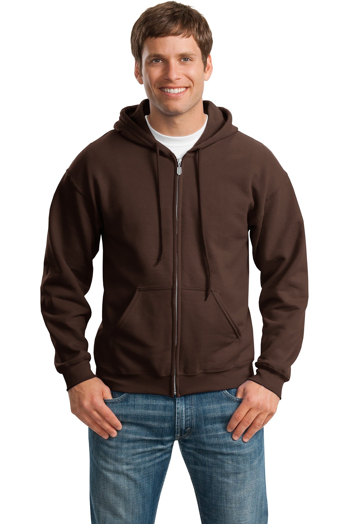 Gildan Heavy Blend 8 oz. 50/50 Full Zip Hoodie Sweatshirt - Dark Chocolate, XL (Pack of 12) | Comfortable Men's & Women's Pullover for Casual Wear, Workout & Outdoor Activities