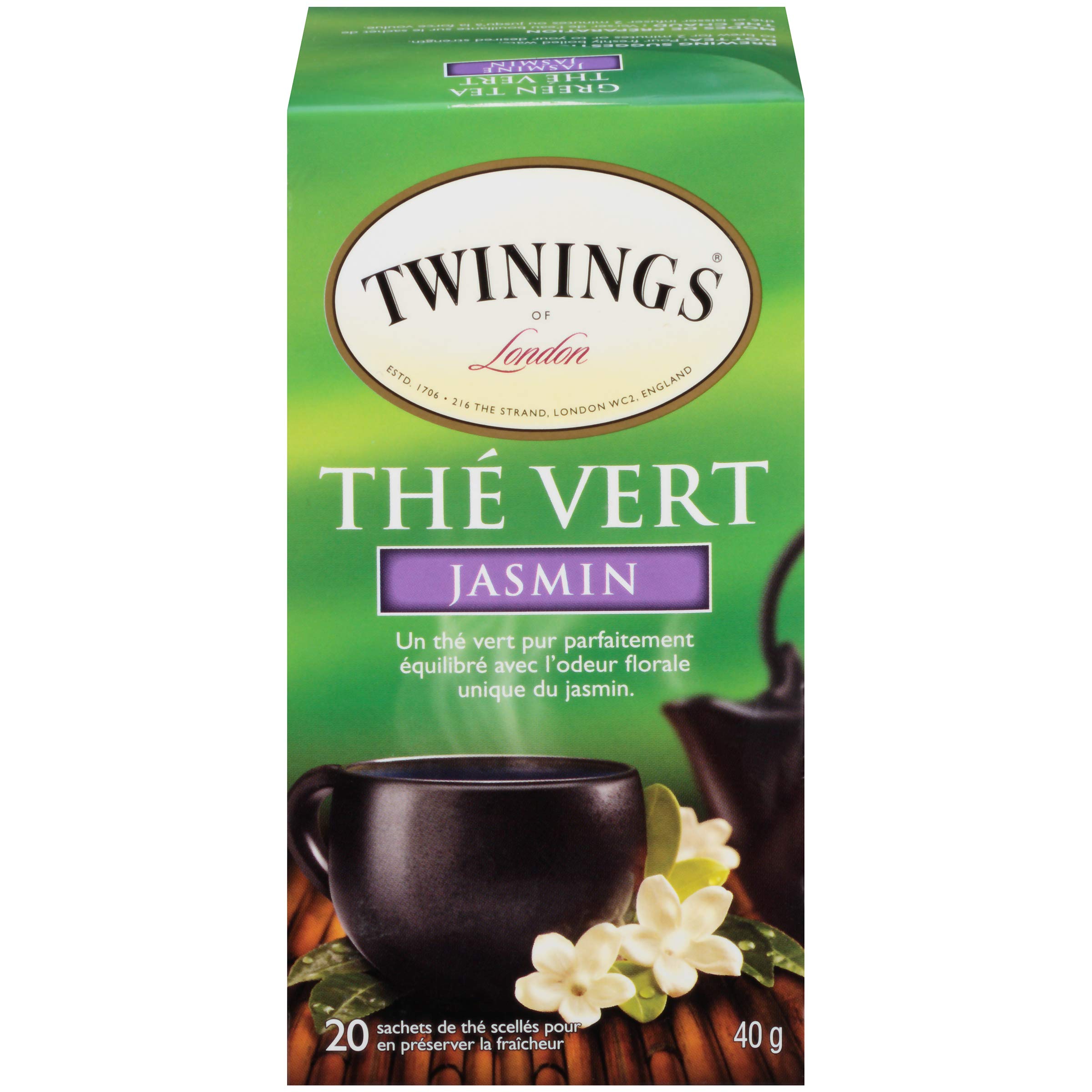 Twinings Jasmine Green Tea Bags - 20 Count (Pack of 6) | Premium Floral Green Tea for Relaxation & Wellness | Perfect for Morning Boost, Afternoon Refreshment & Evening Calm