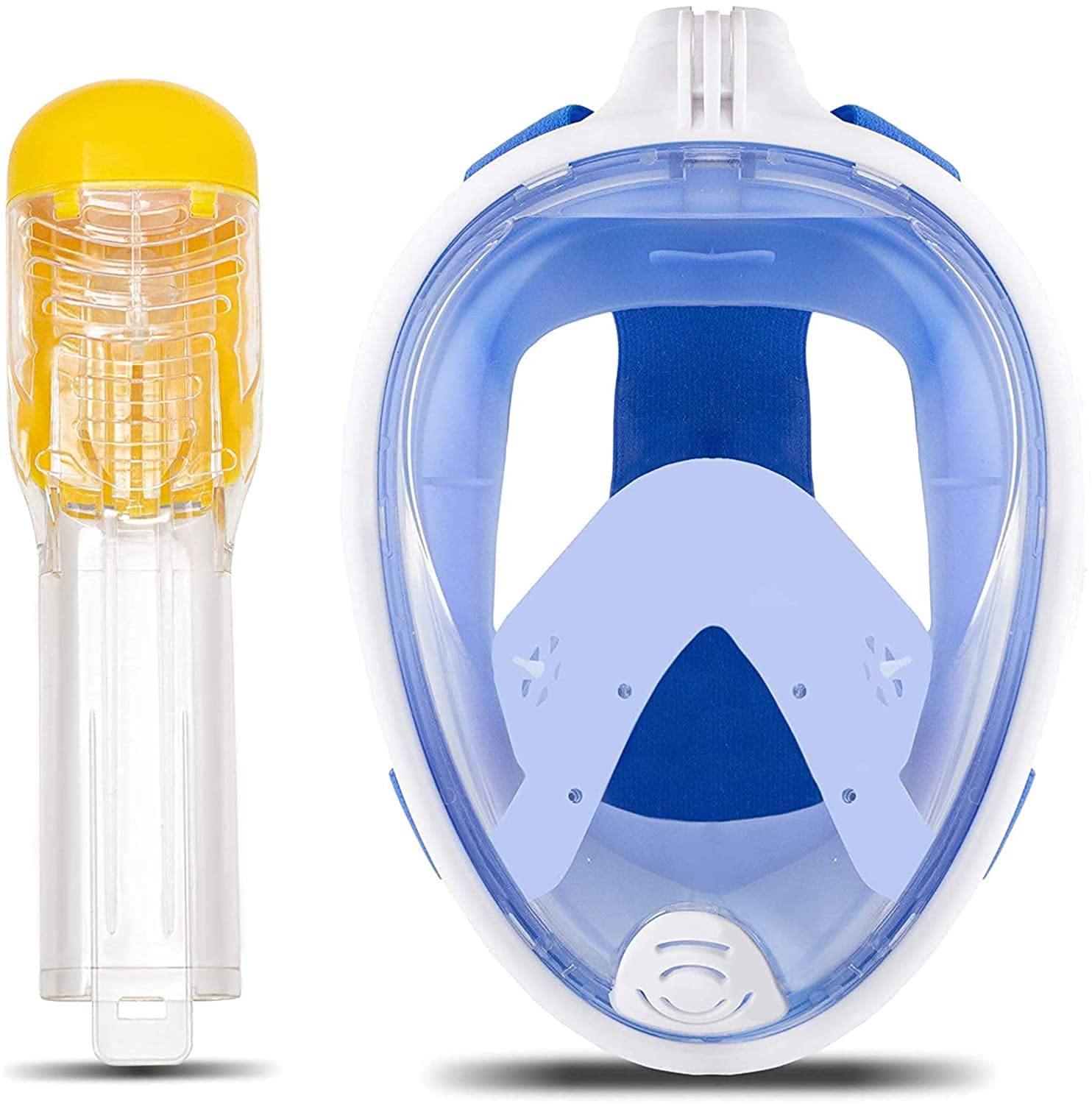 **Foldable Full Face Snorkel Mask for Adults & Kids - Anti-Fog Scuba Diving Mask with Wide Underwater View - Blue (L/XL) - Perfect for Ocean Adventures, Snorkeling & Swimming**